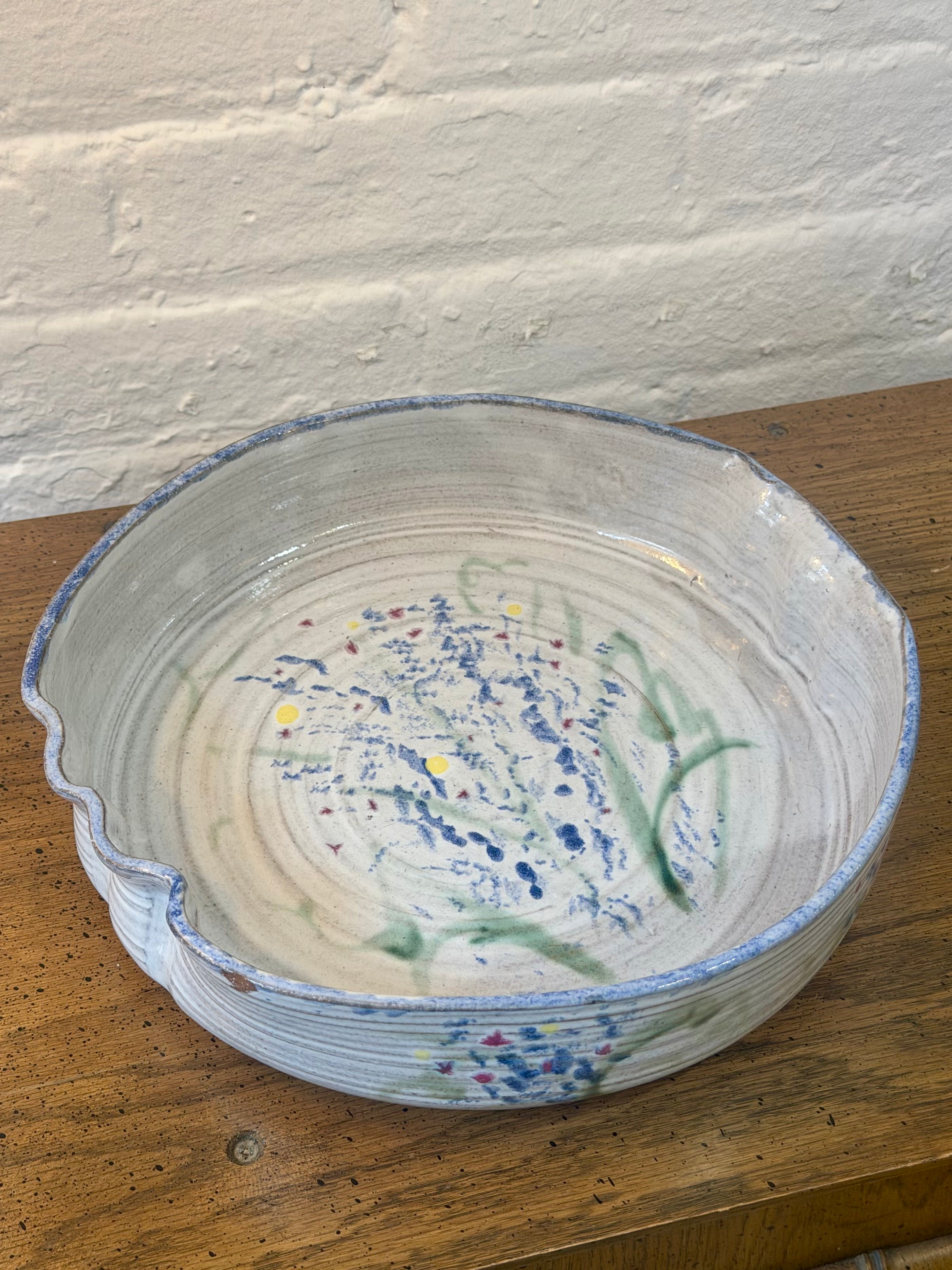 Hand Painted Ceramic Baking Dish with Side Handles