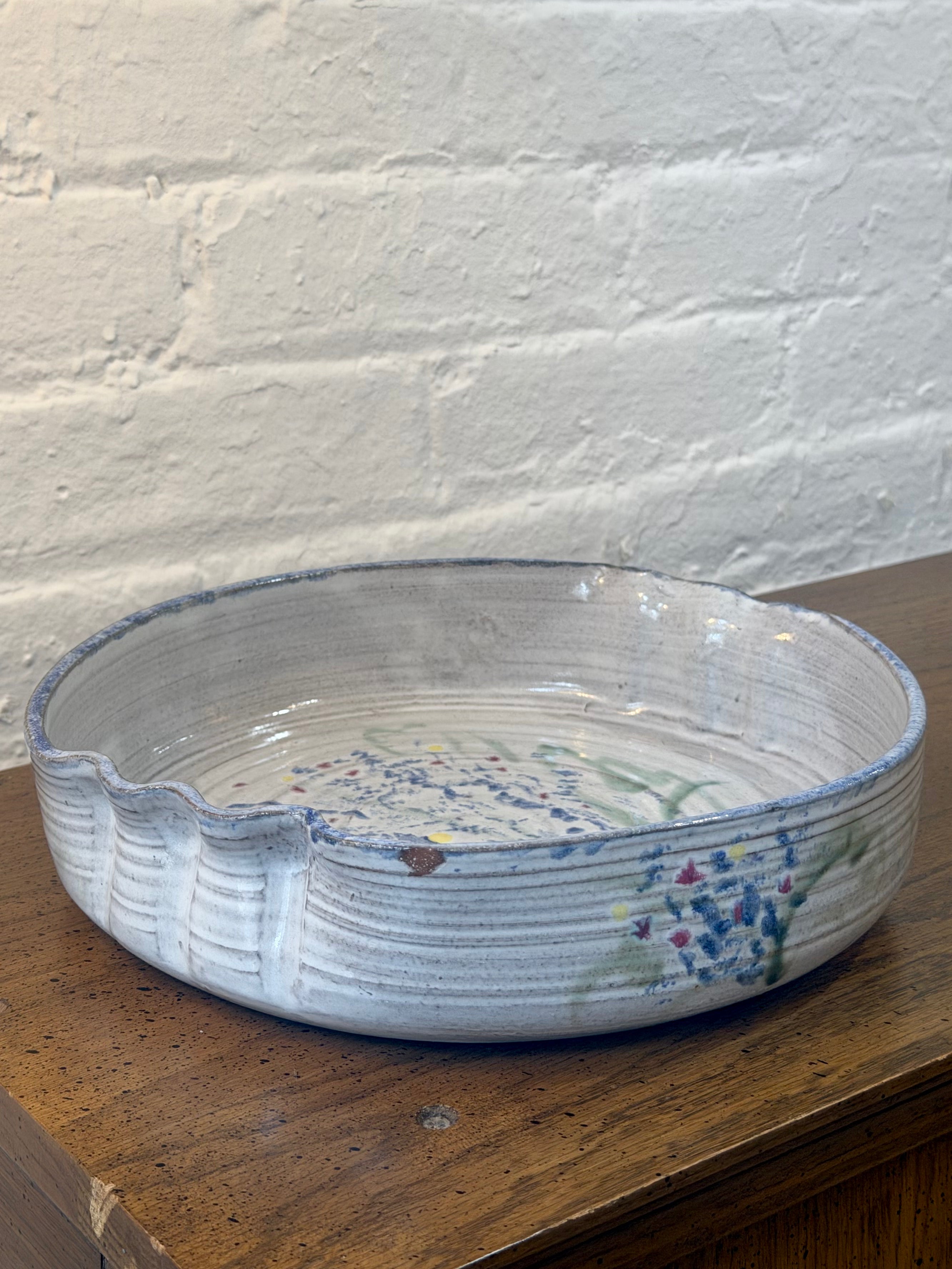 Hand Painted Ceramic Baking Dish with Side Handles