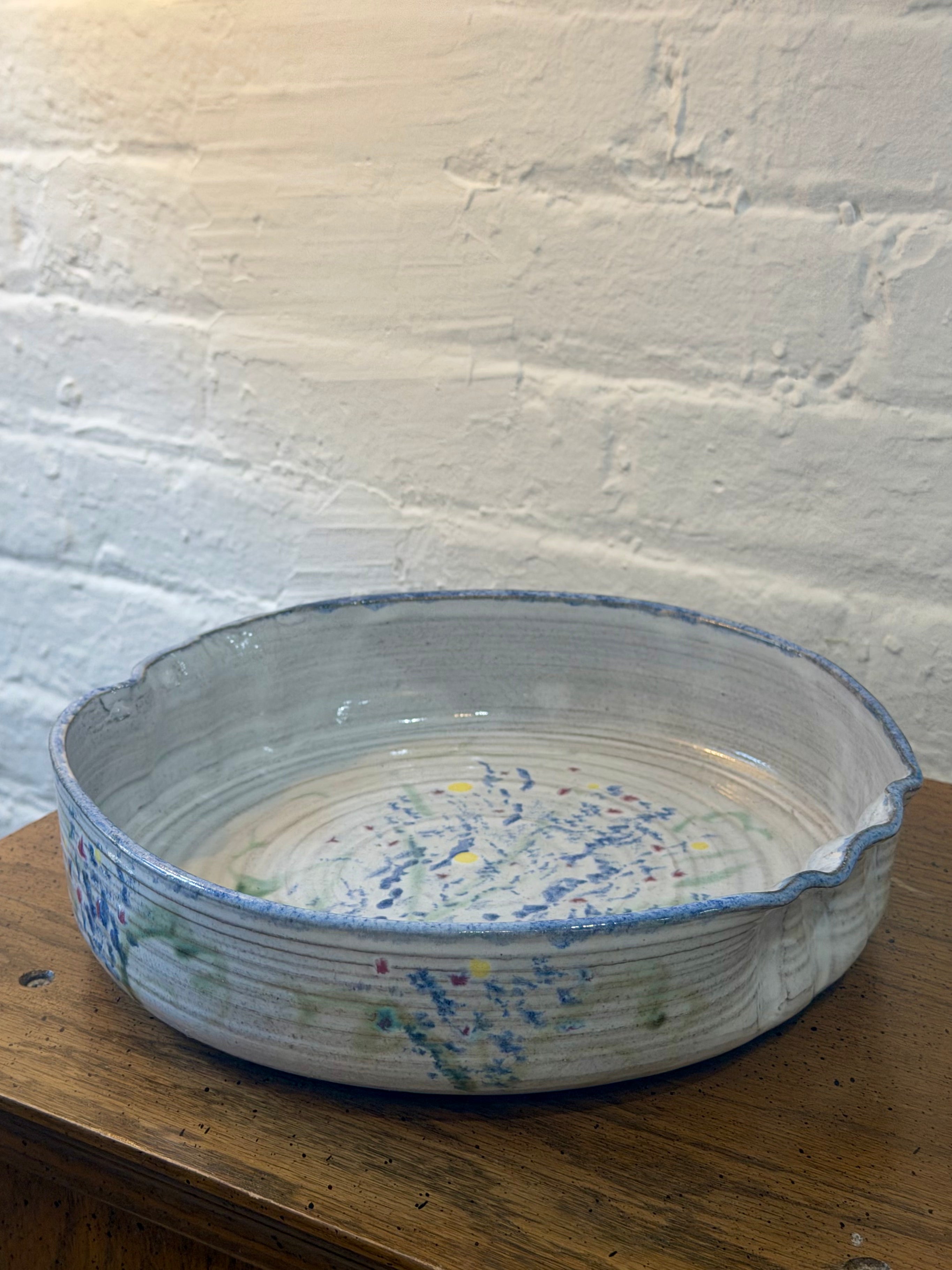 Hand Painted Ceramic Baking Dish with Side Handles