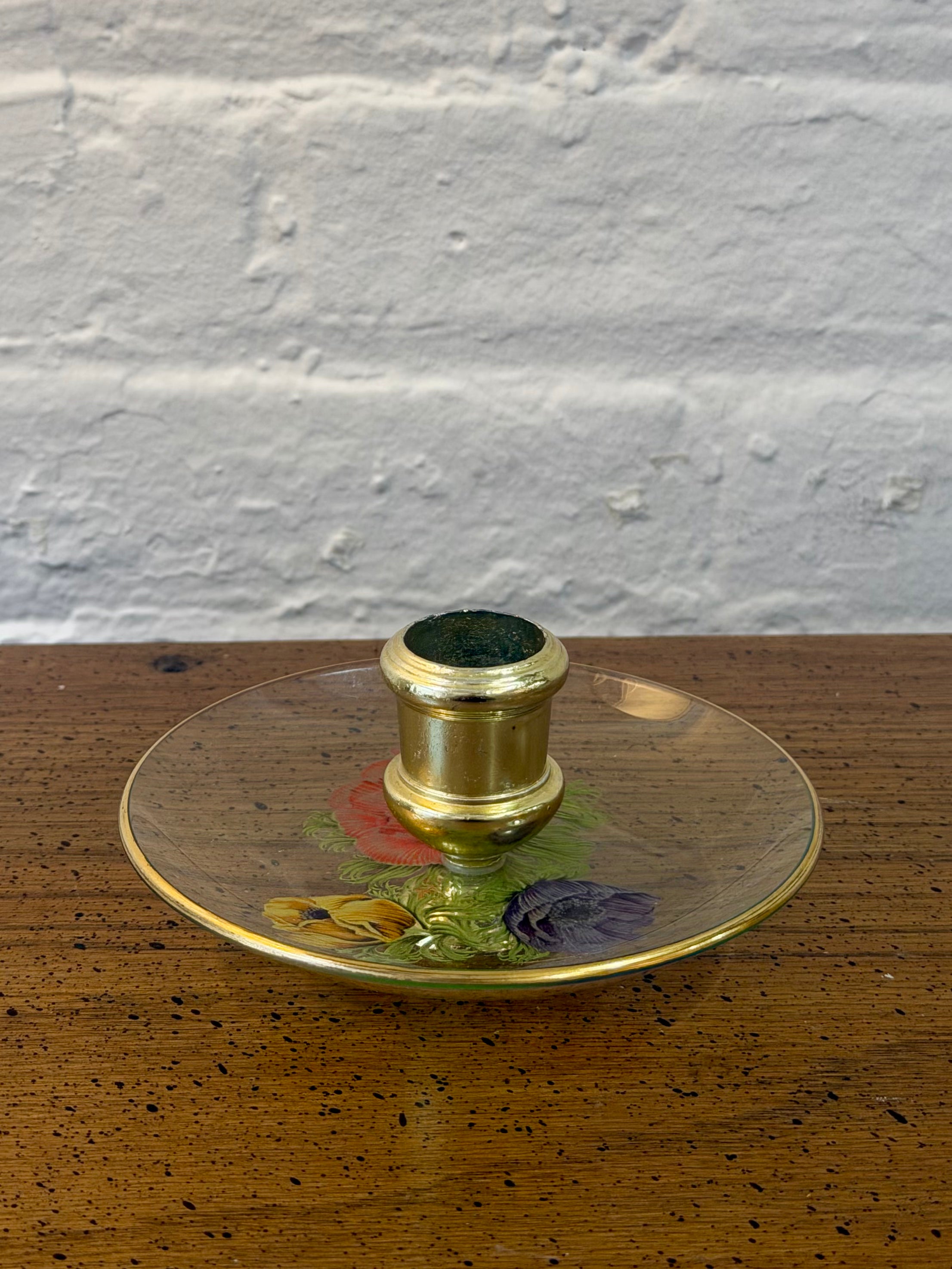 Mid Century Floral Printed Candlestick Holder
