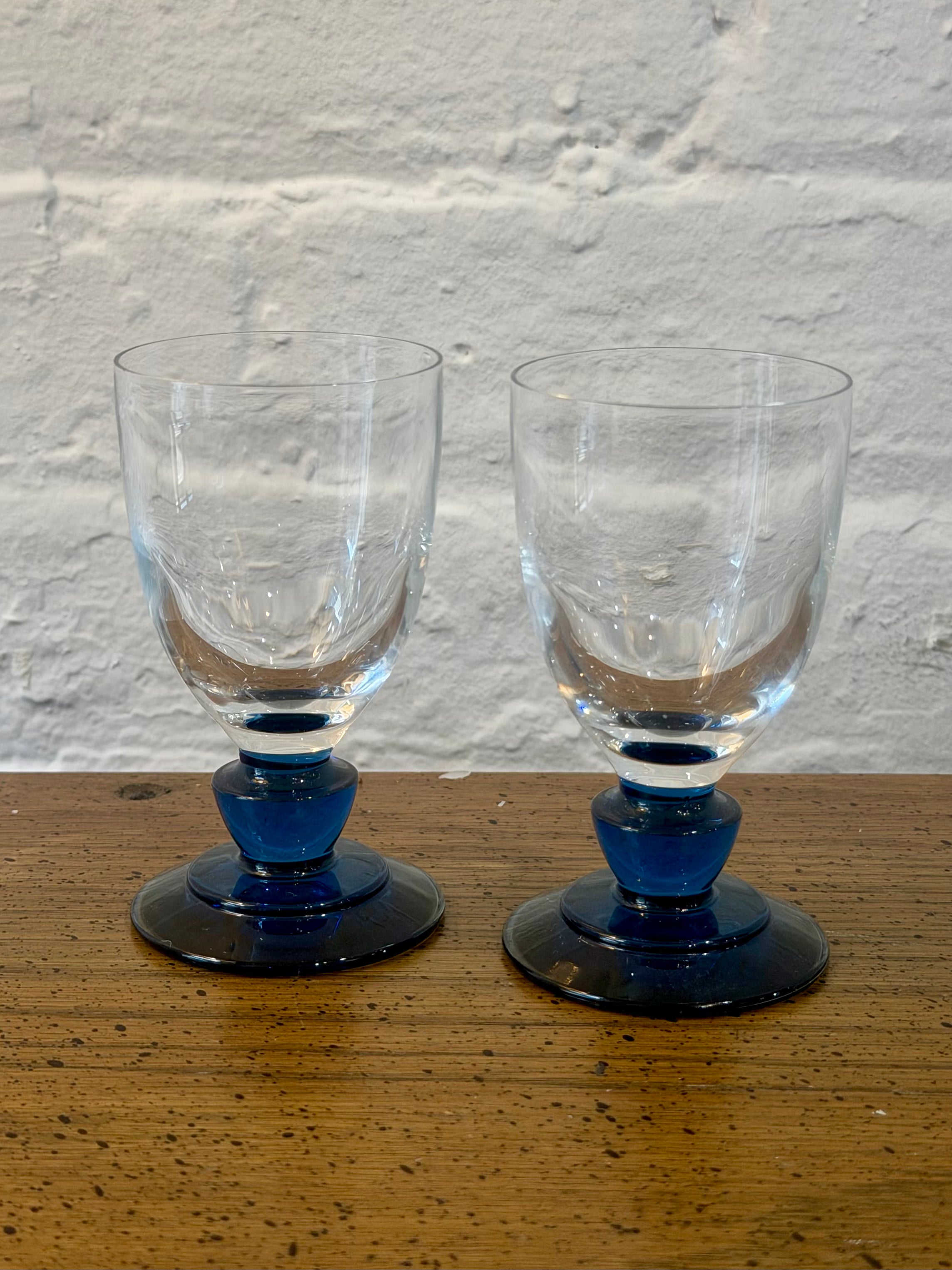 Blue Stemmed Cordial Glasses