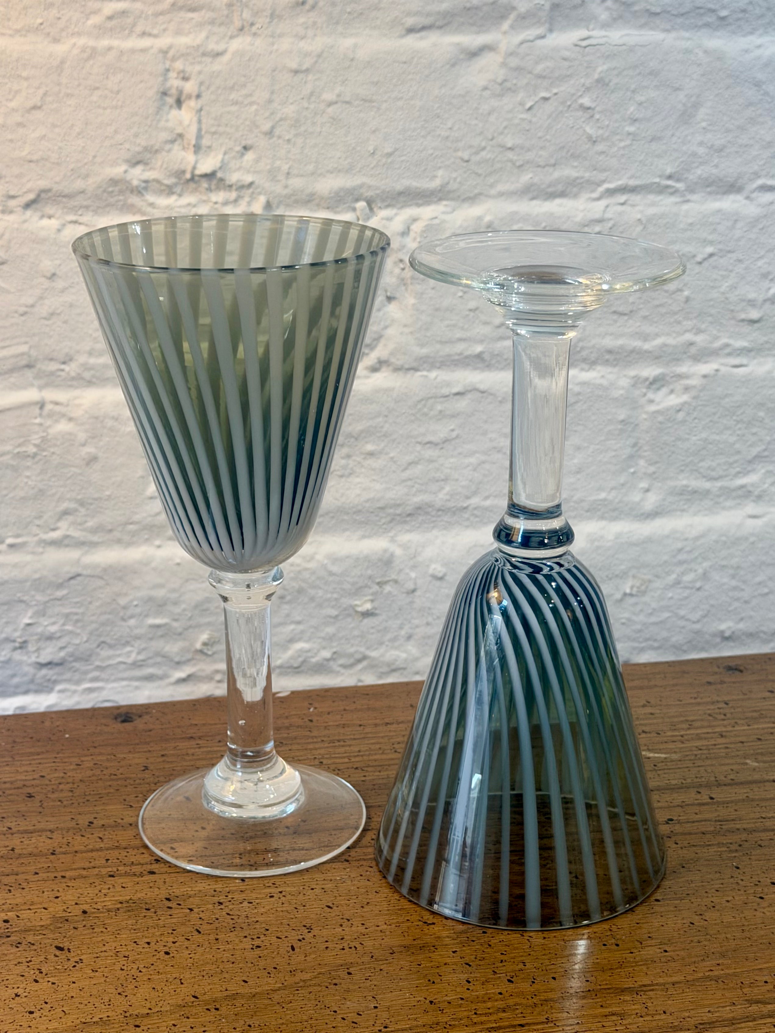 Hand Blown Swirl Detail Goblet Glasses