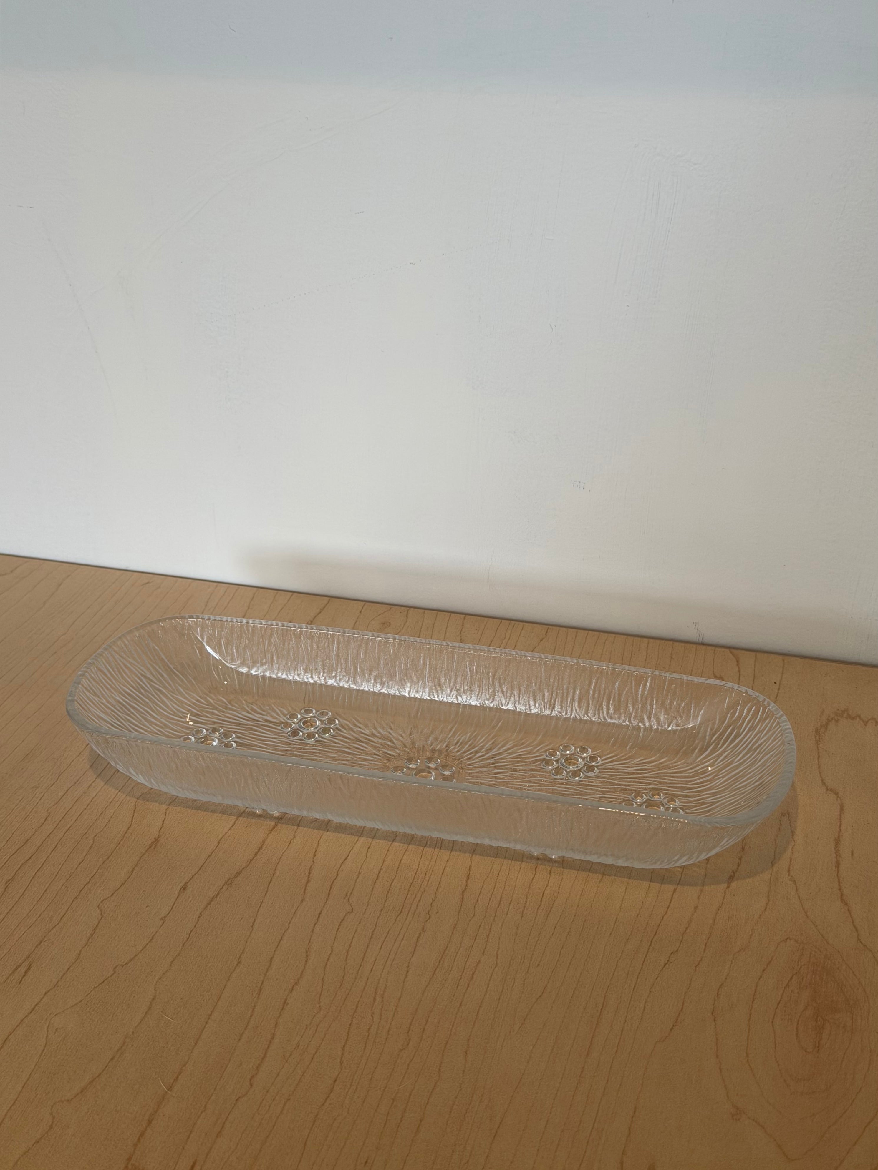 Pressed Glass Floral Etched Serving Dish