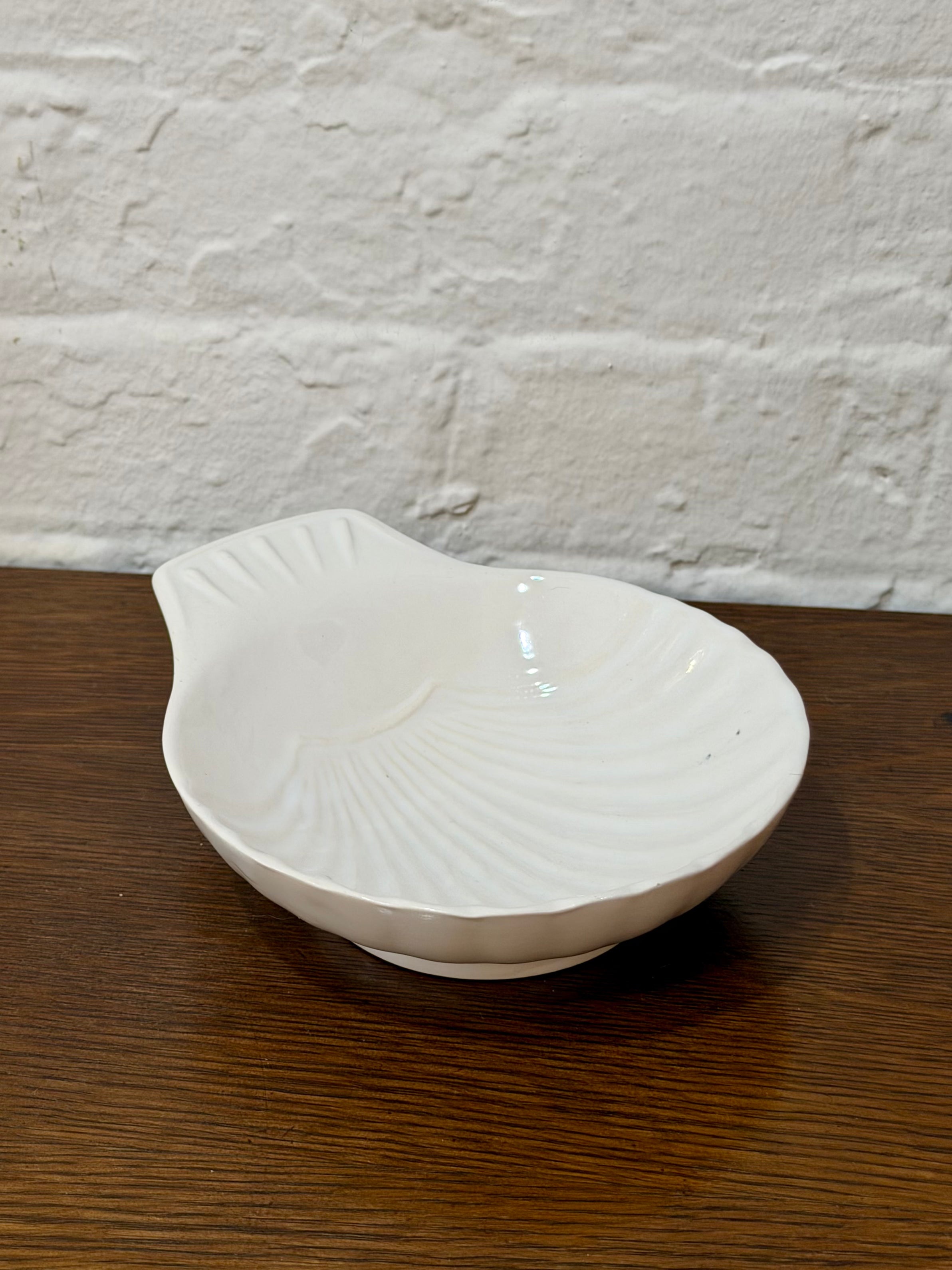 White Ceramic Seashell Trinket Dish