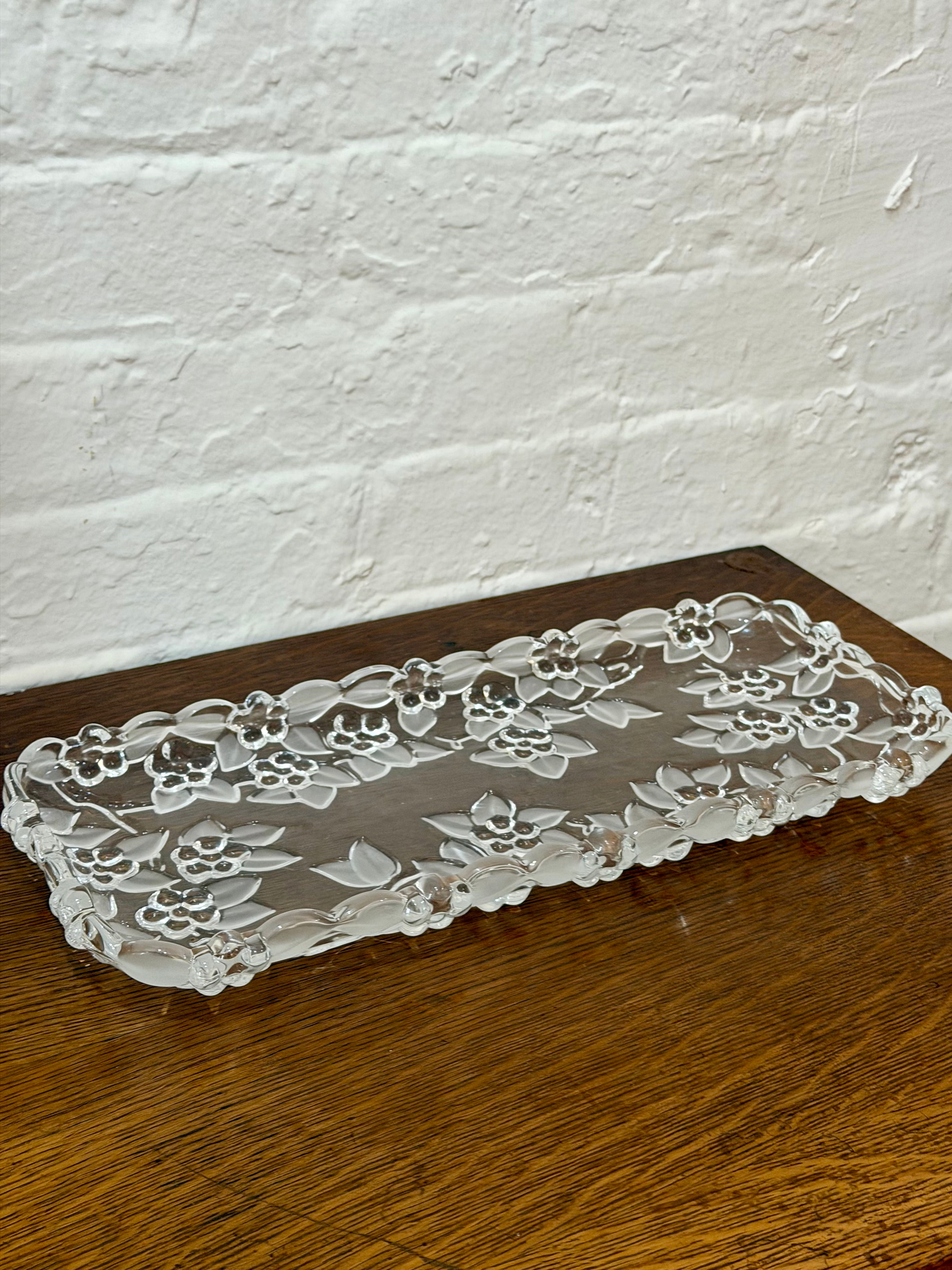 Frosted Glass Floral Embossed Tray