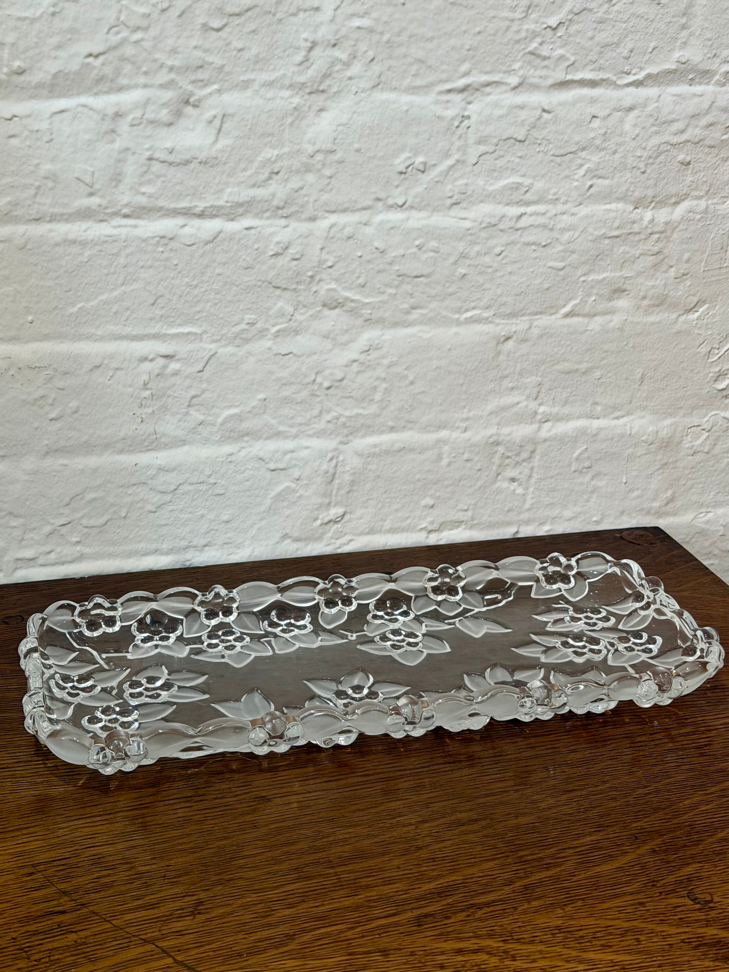Frosted Glass Floral Embossed Tray