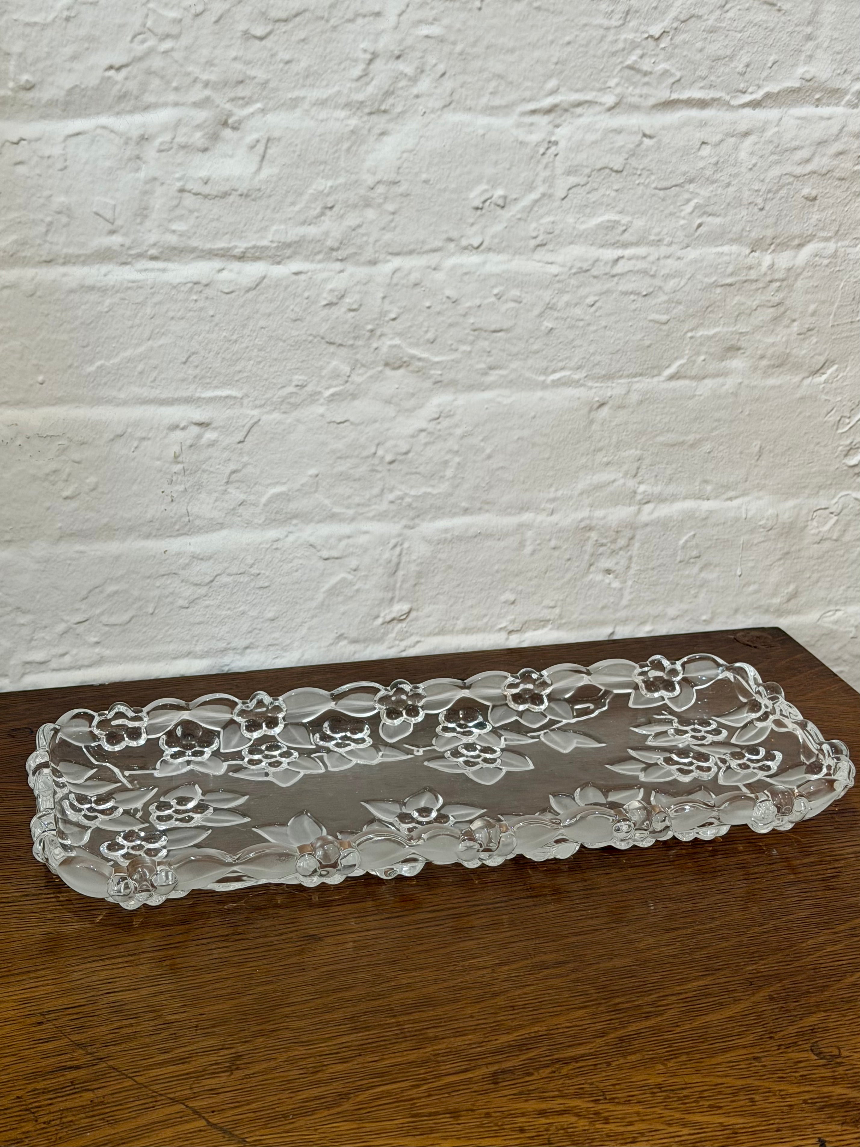 Frosted Glass Floral Embossed Tray