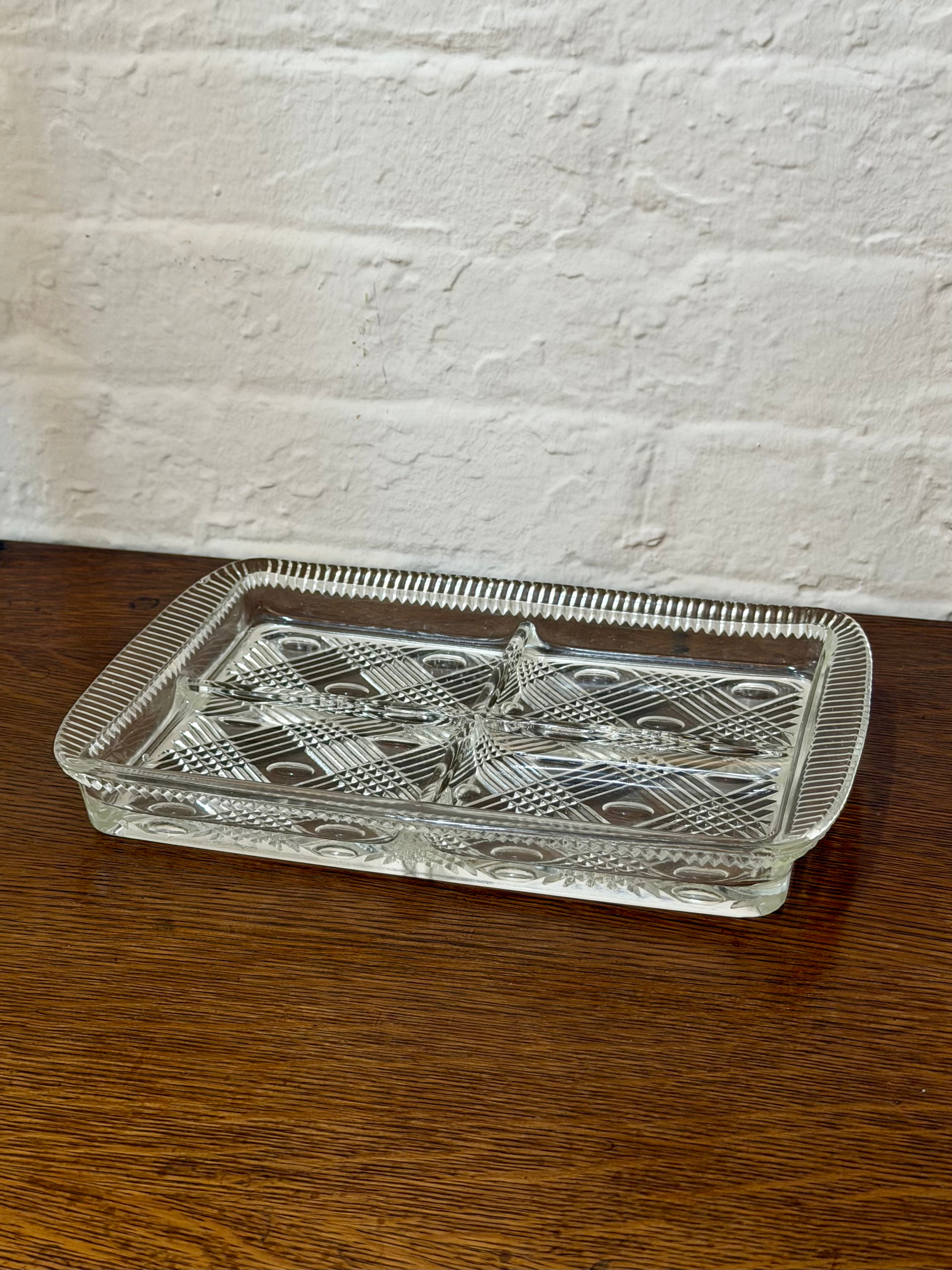 Pressed Glass Four Section Divided Dish