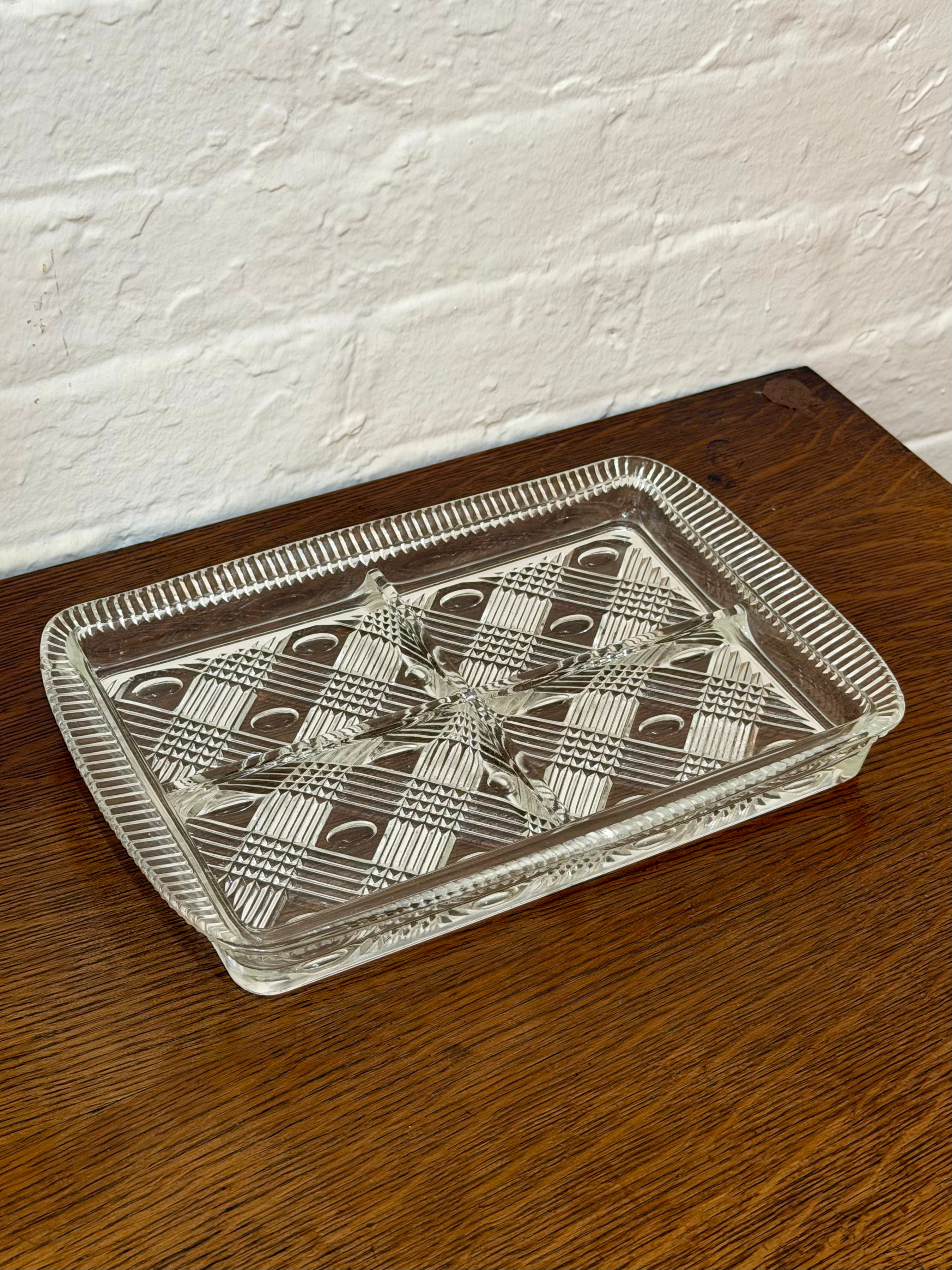 Pressed Glass Four Section Divided Dish