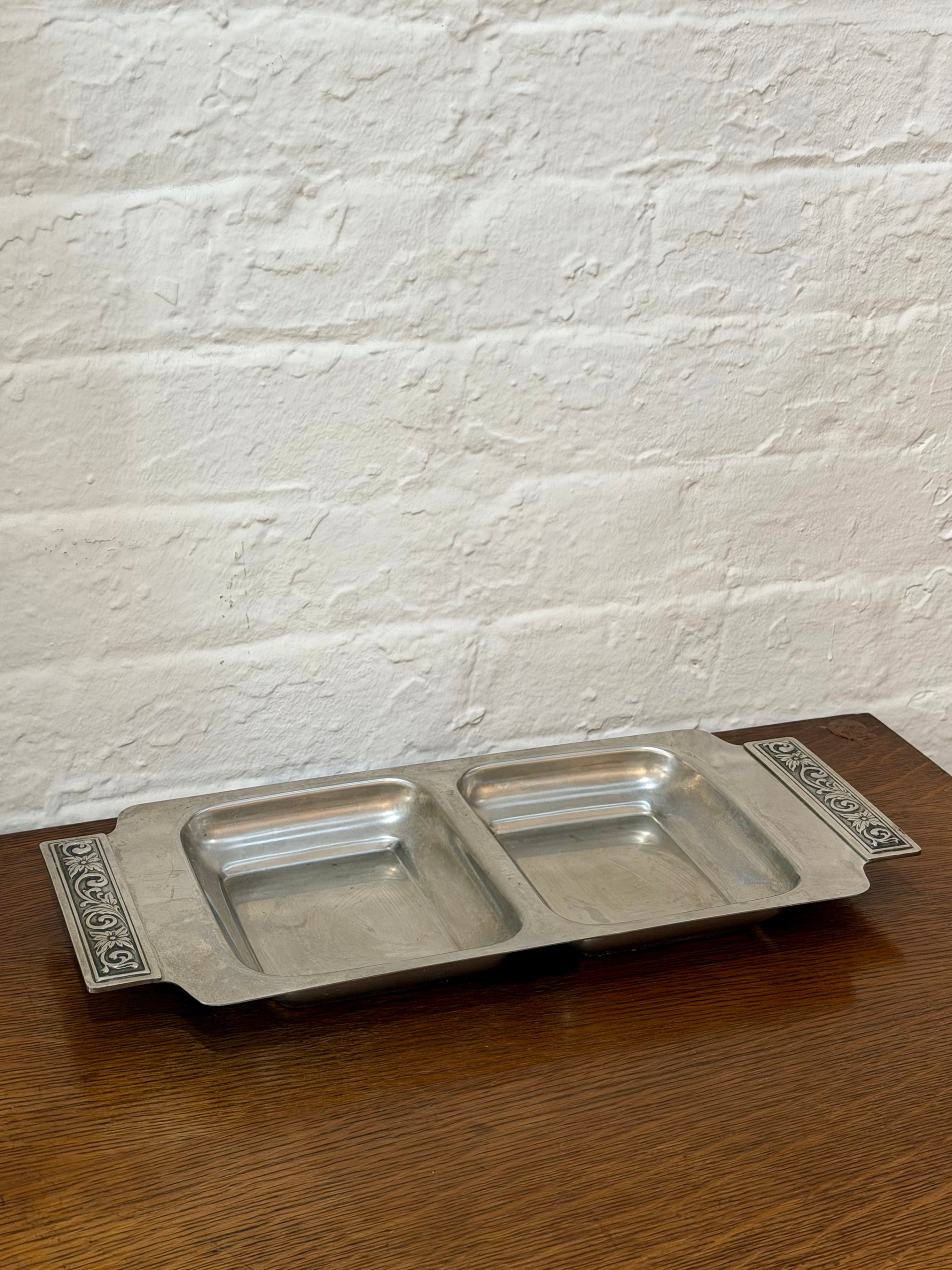 Mid Century Stainless Steel Divided Serving Tray