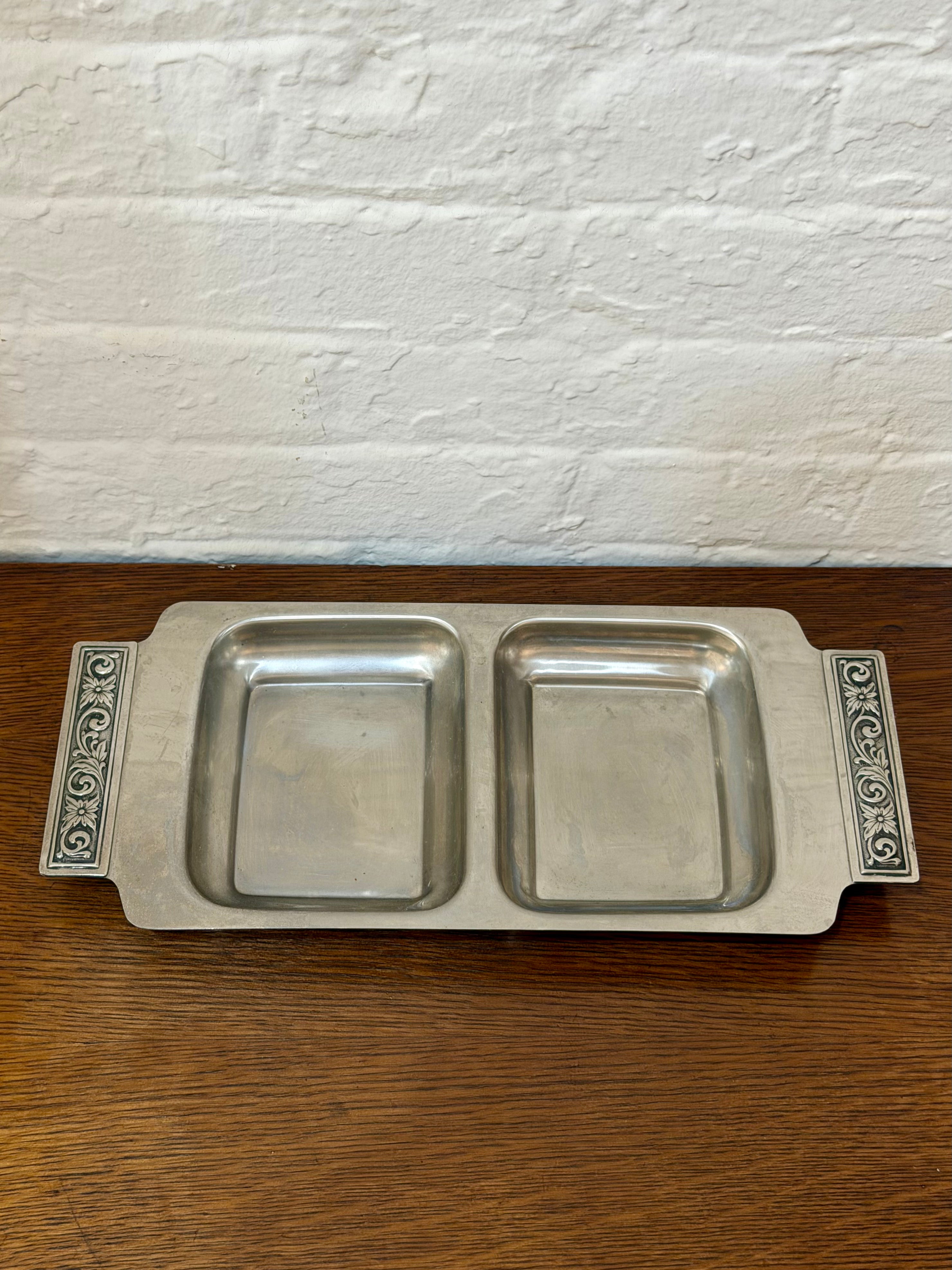 Mid Century Stainless Steel Divided Serving Tray