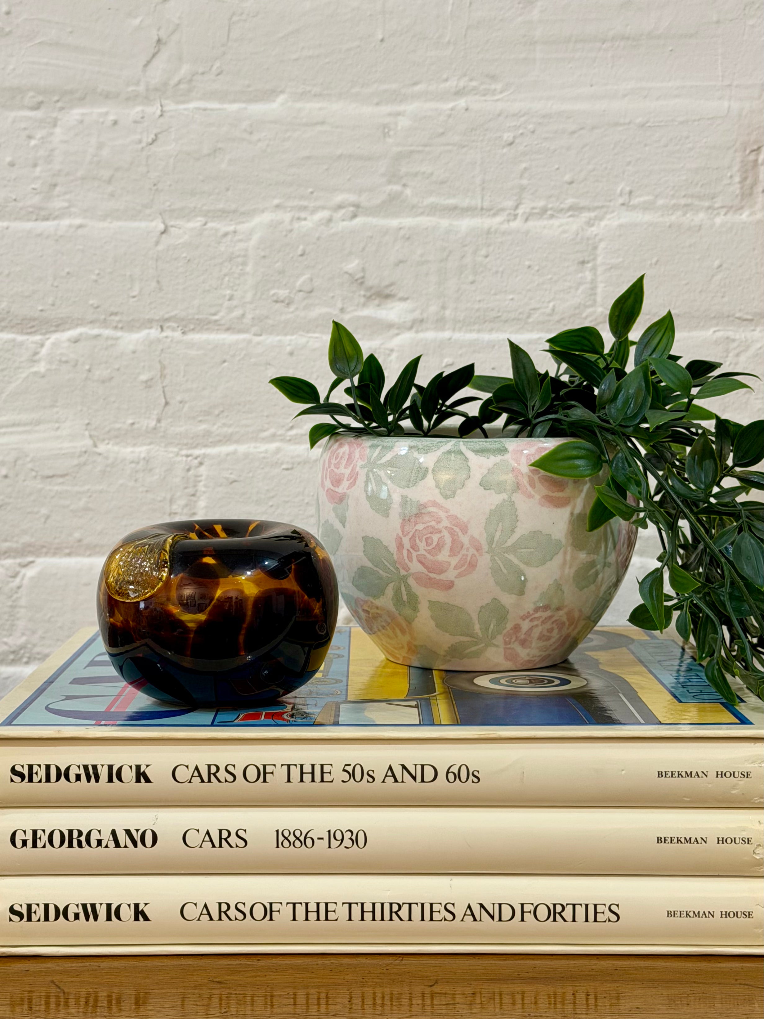 Murano Style Tortoise Shell Art Glass Apple Paperweight