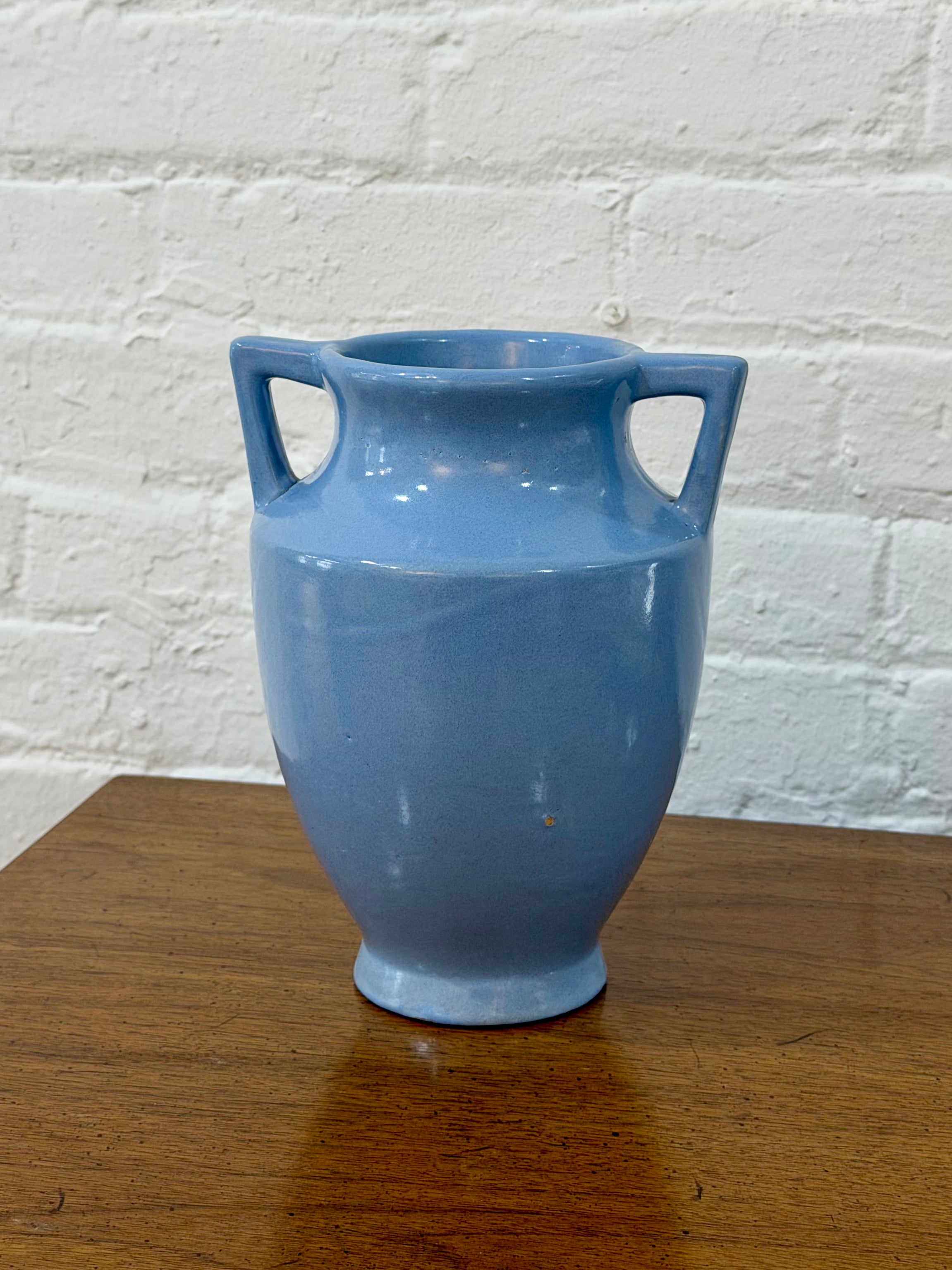 Double Handled Blue Ceramic Vase