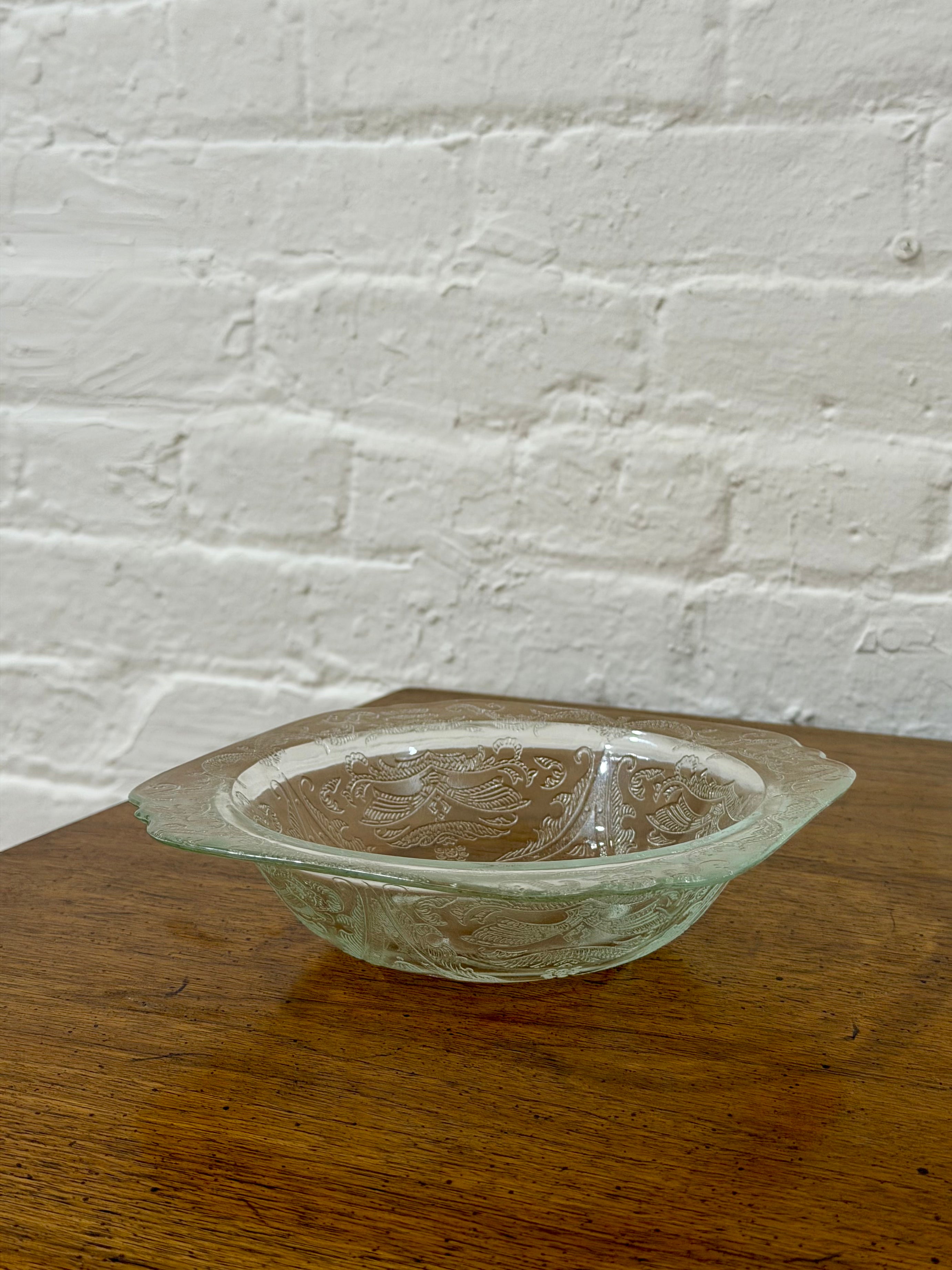Set of 4 Etched Glass Cereal Bowls