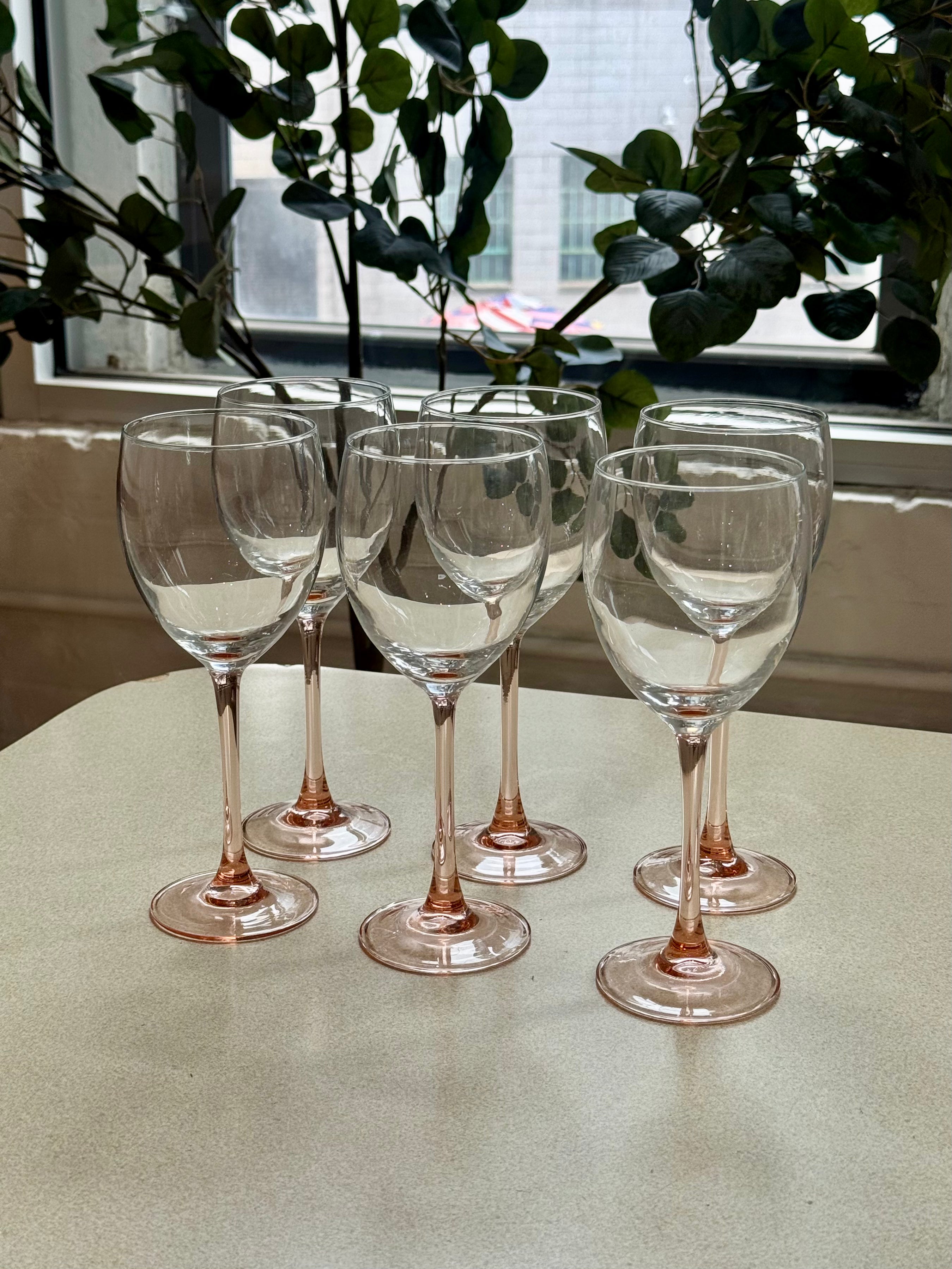 Luminarc Pink Stemmed Wine Glasses