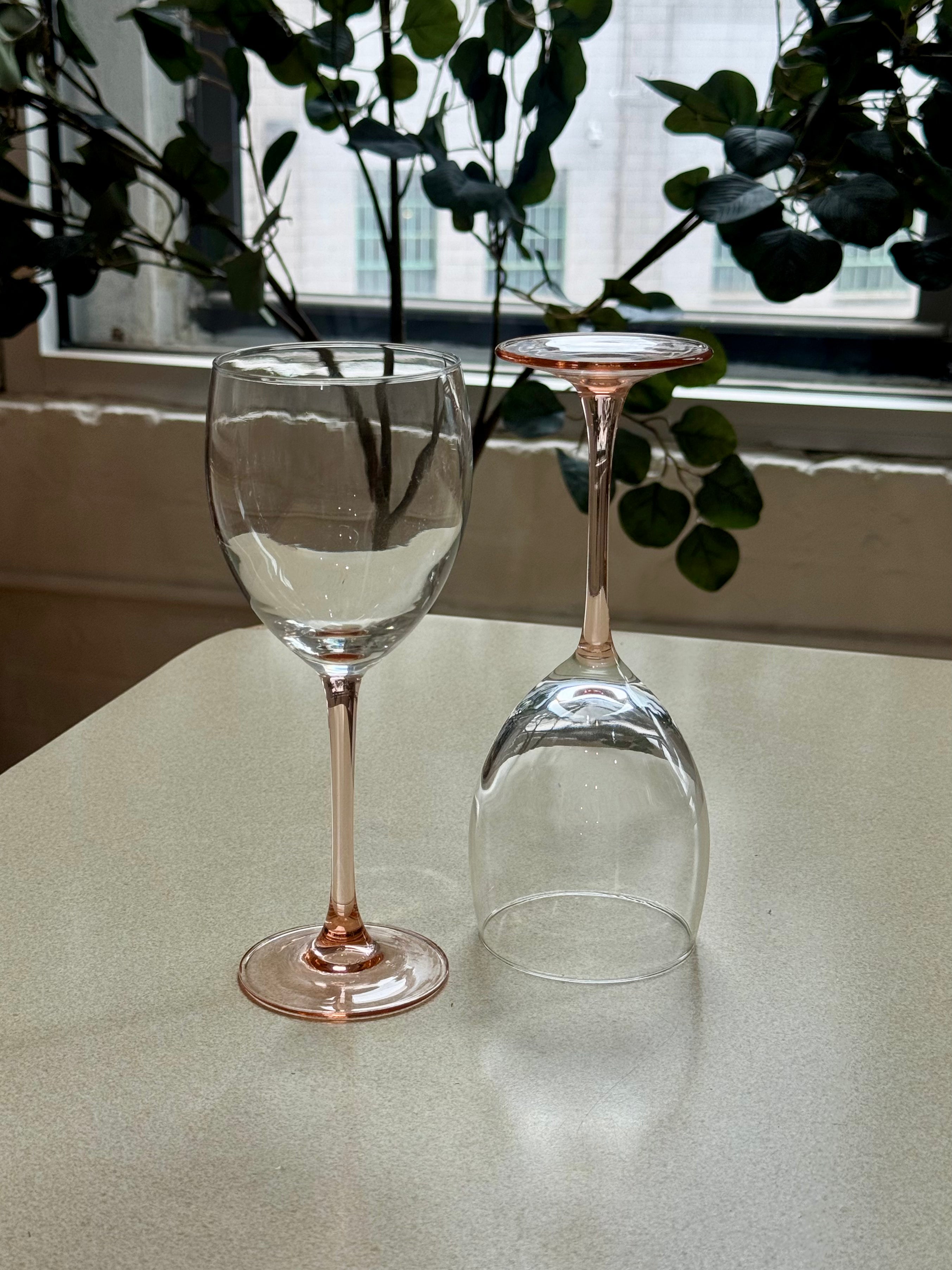 Luminarc Pink Stemmed Wine Glasses