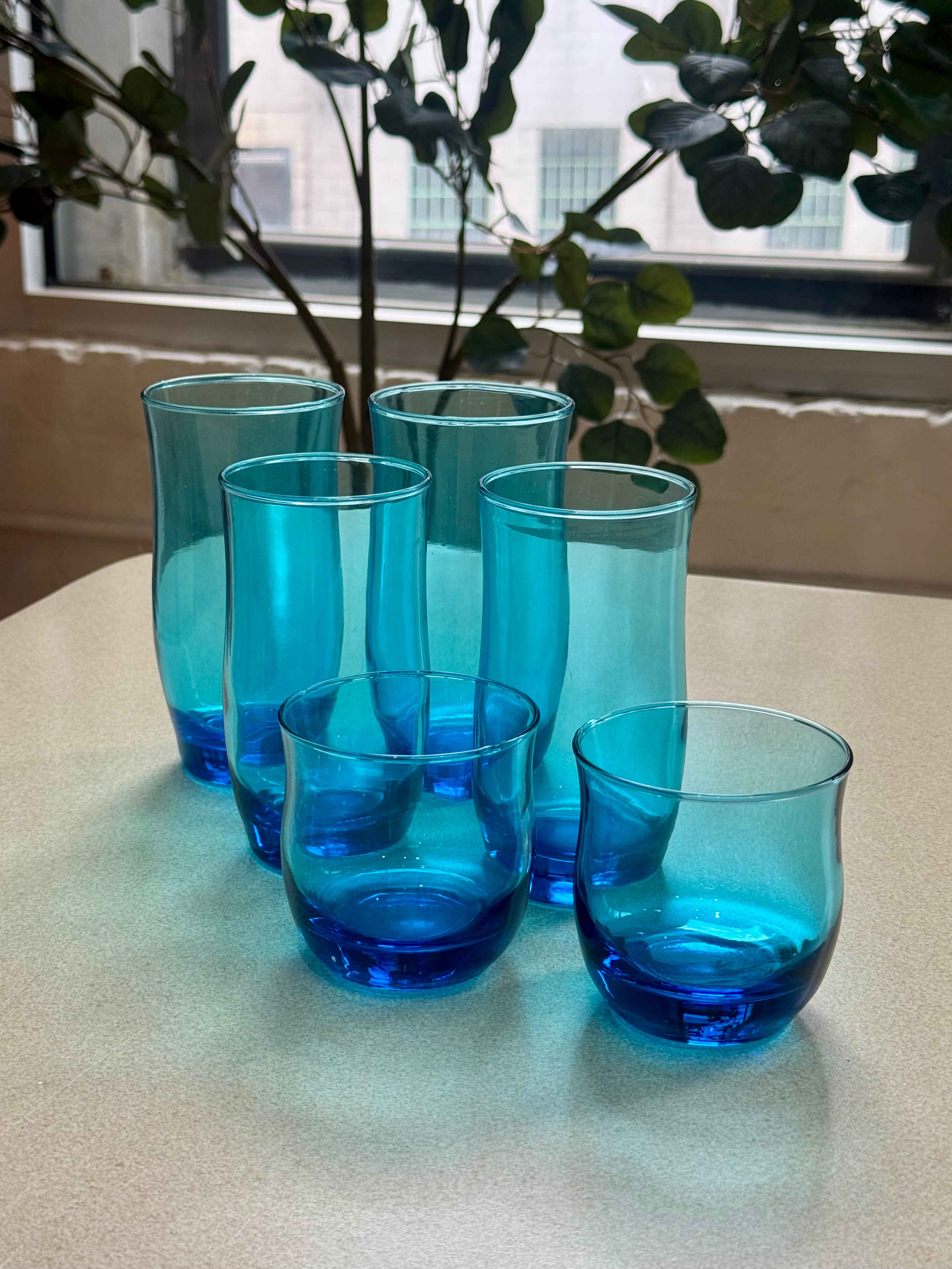 Anchor Hocking Flair Laser Blue Glasses