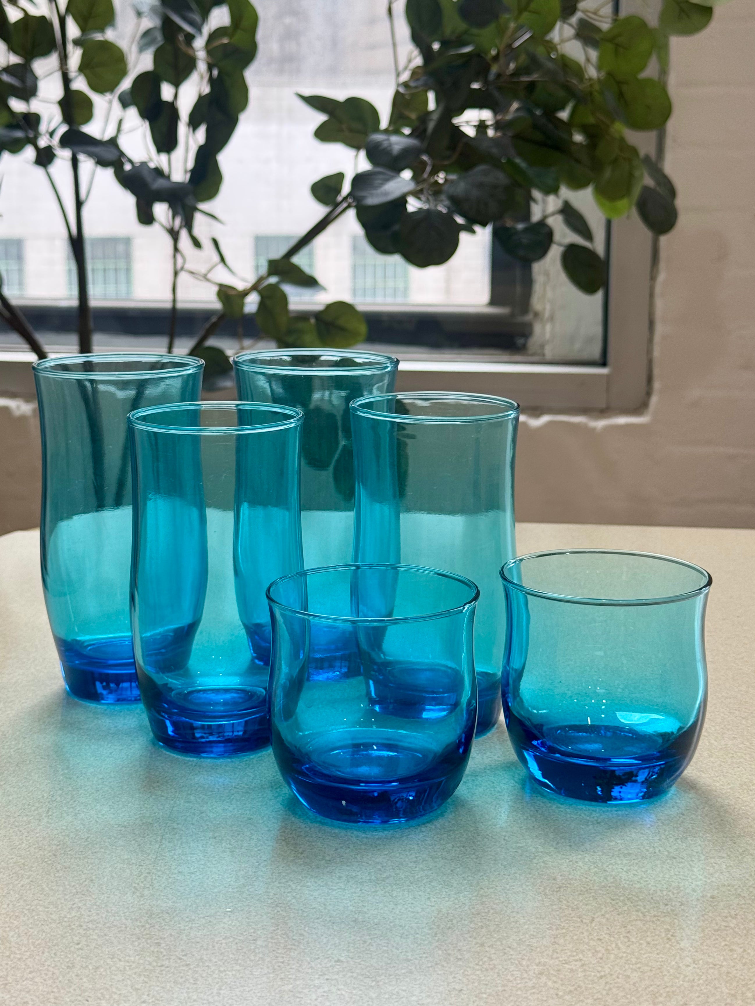 Anchor Hocking Flair Laser Blue Glasses