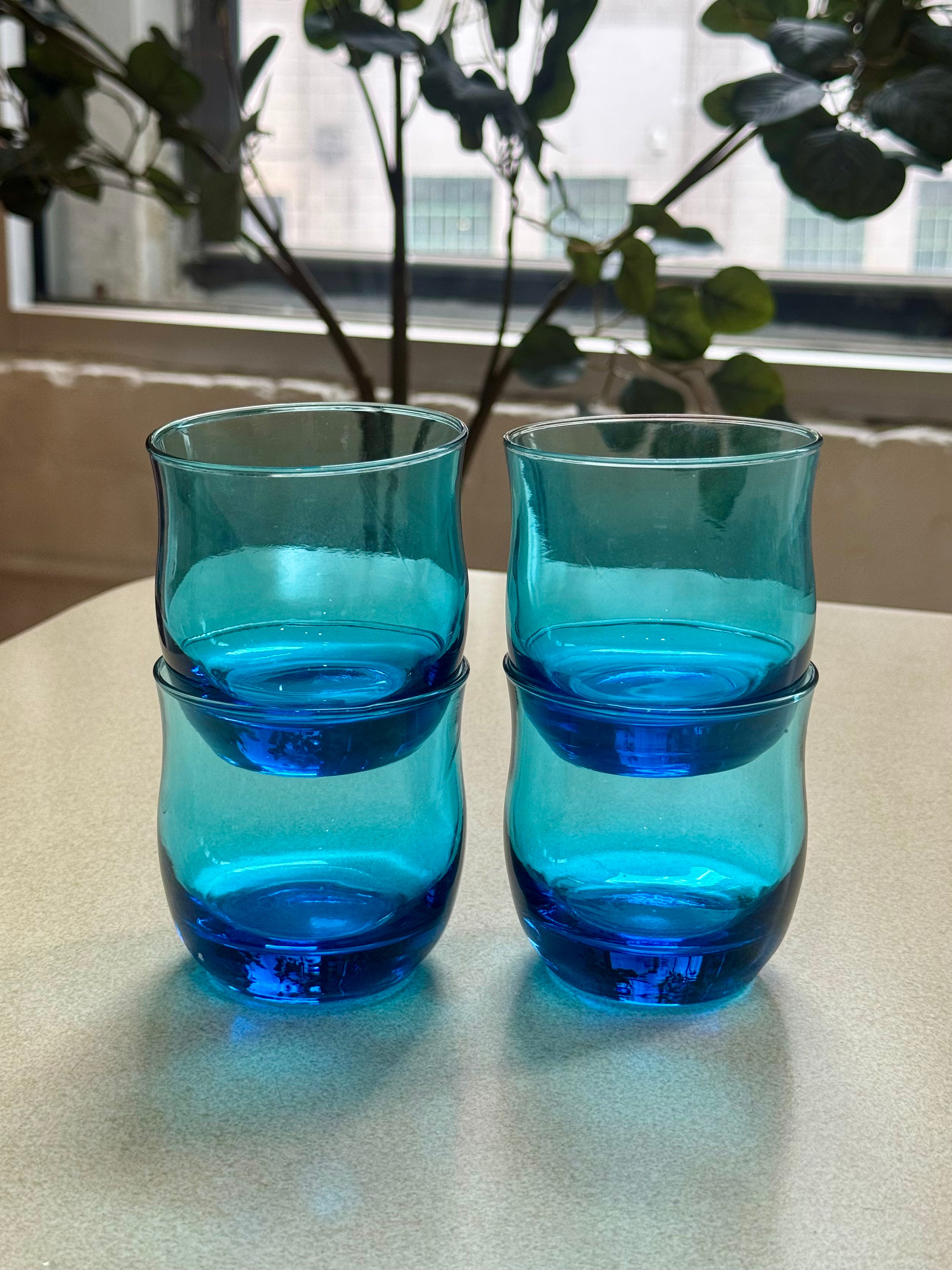 Anchor Hocking Flair Laser Blue Glasses