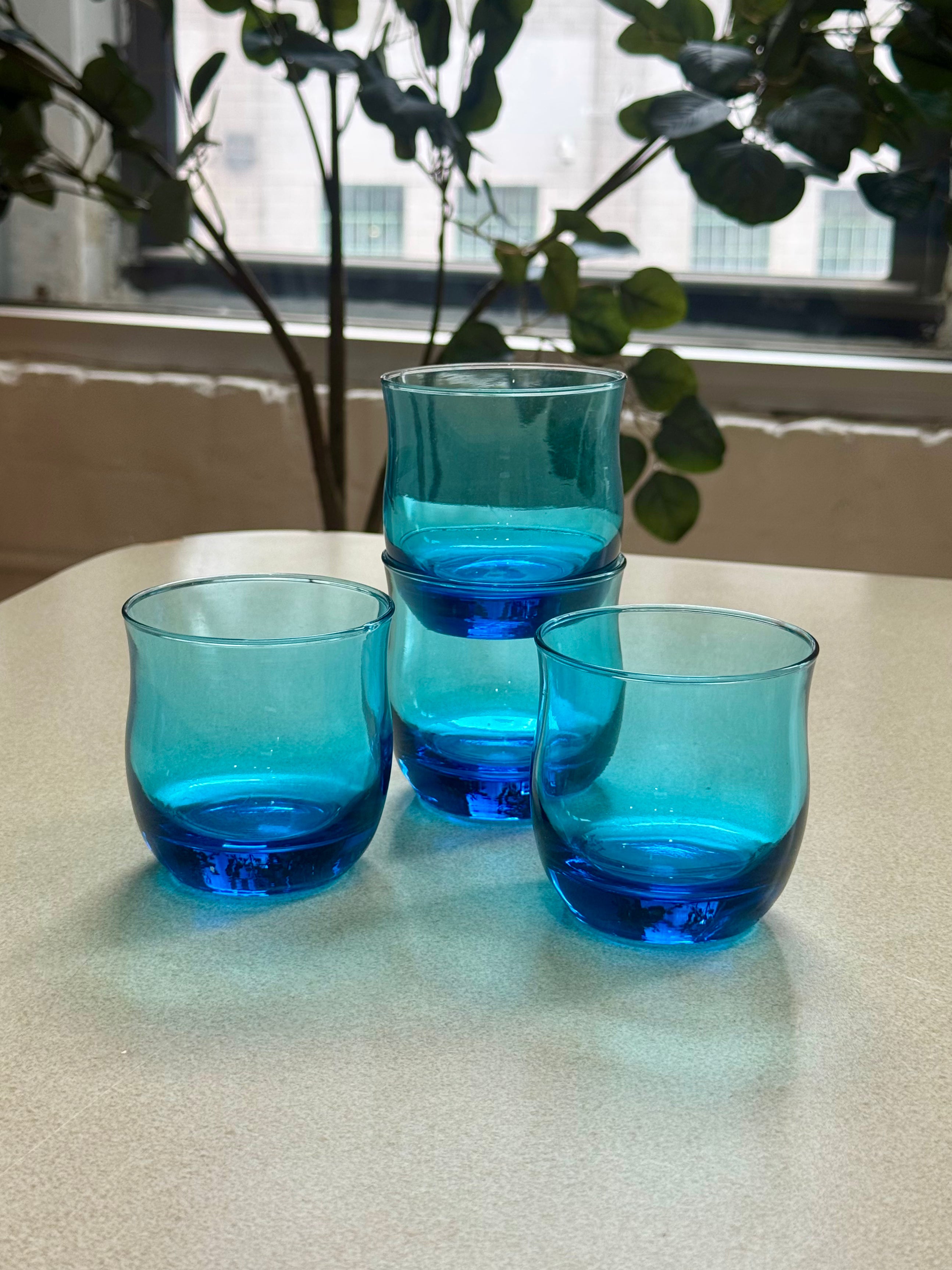 Anchor Hocking Flair Laser Blue Glasses