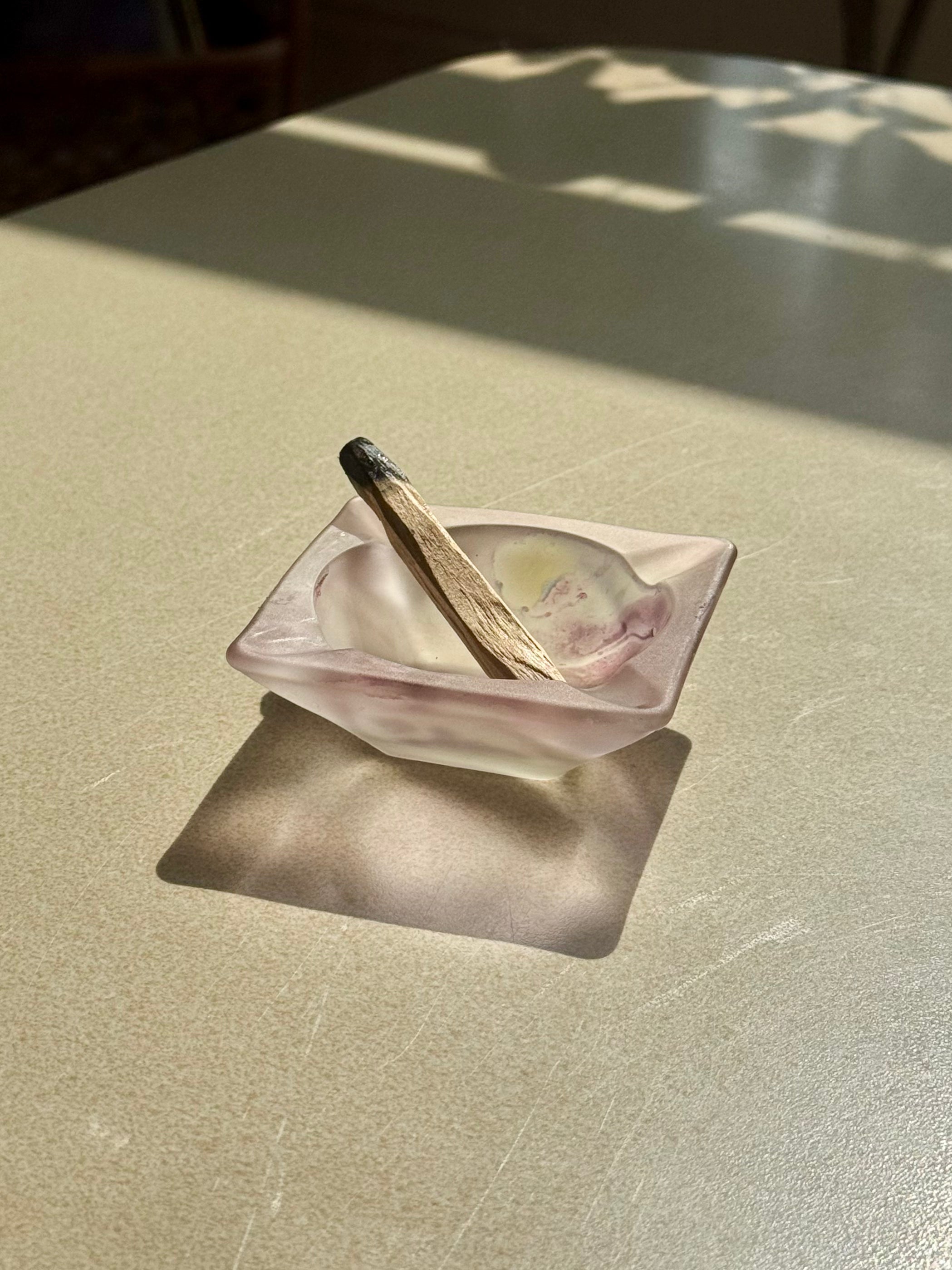 Hand Painted Purple Art Glass Ashtray