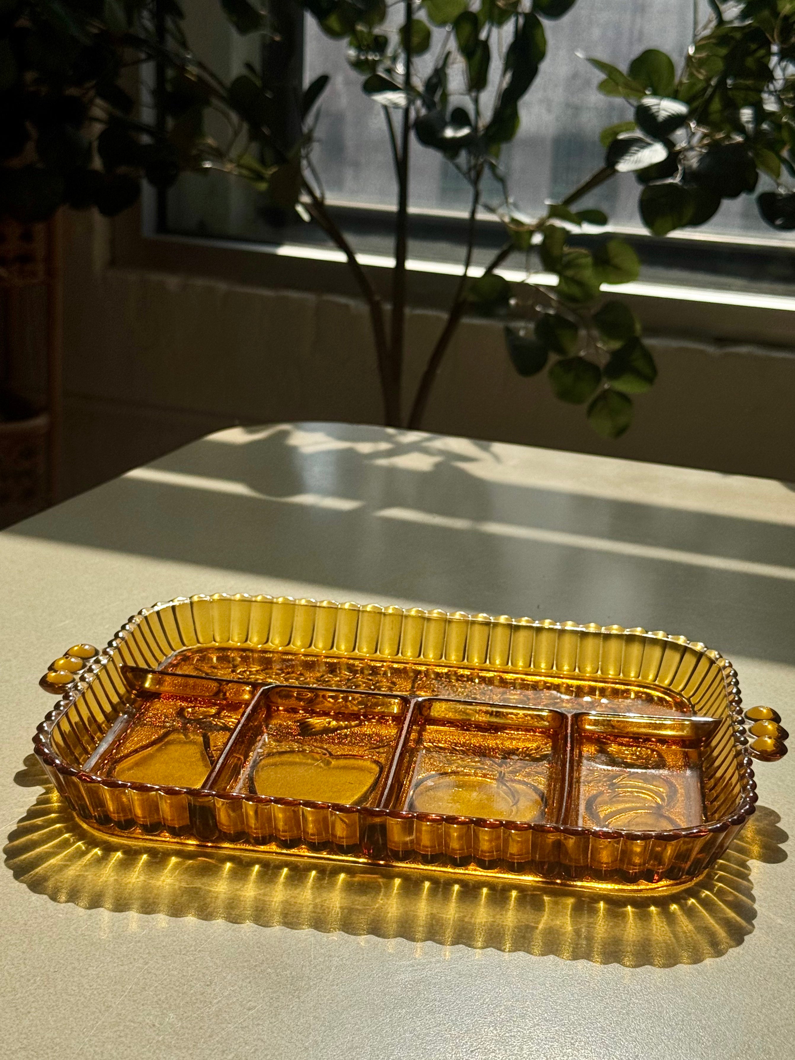 Indiana Glass Amber Snack Tray