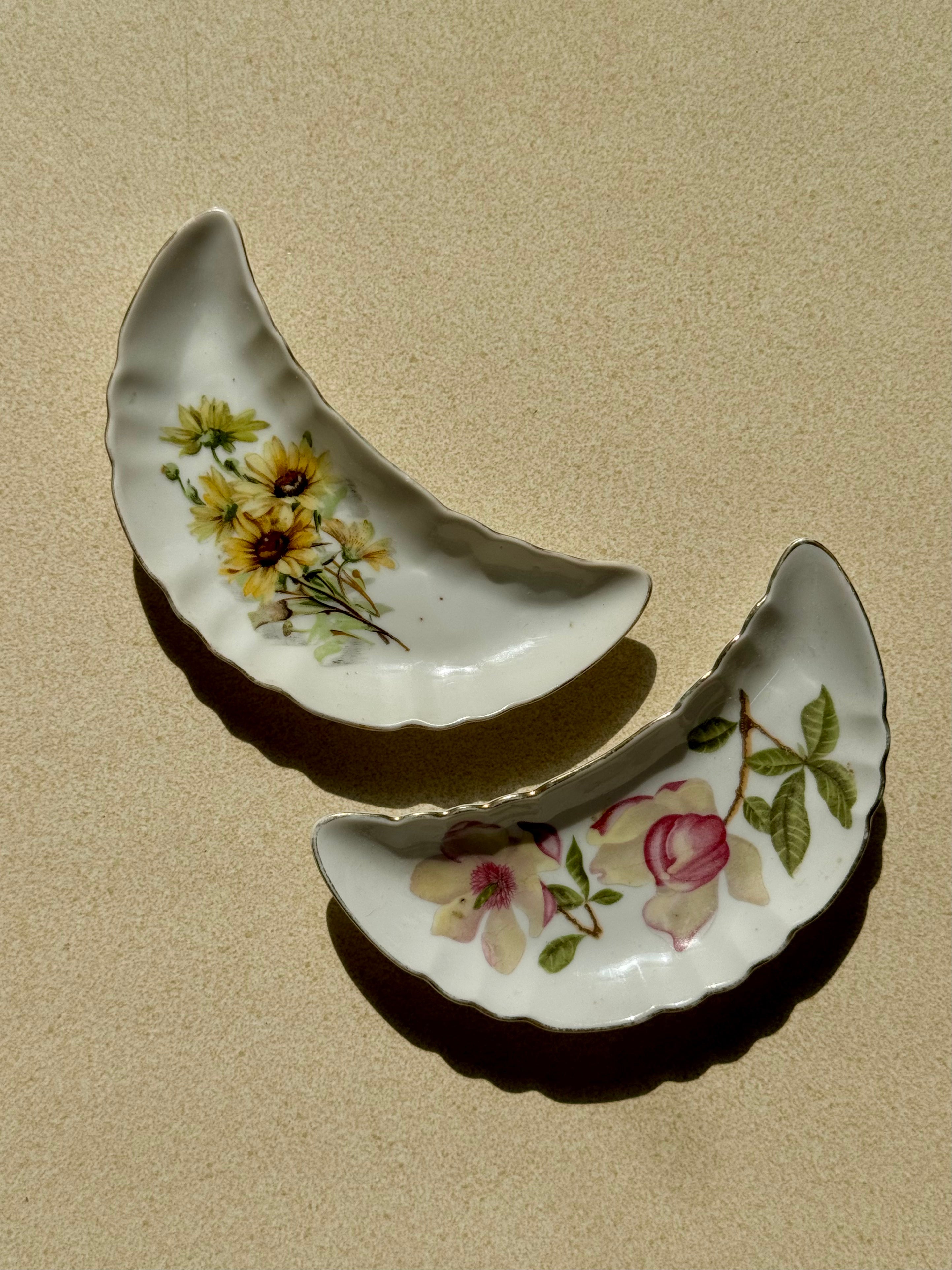 Crescent Shaped Porcelain Trinket Dish