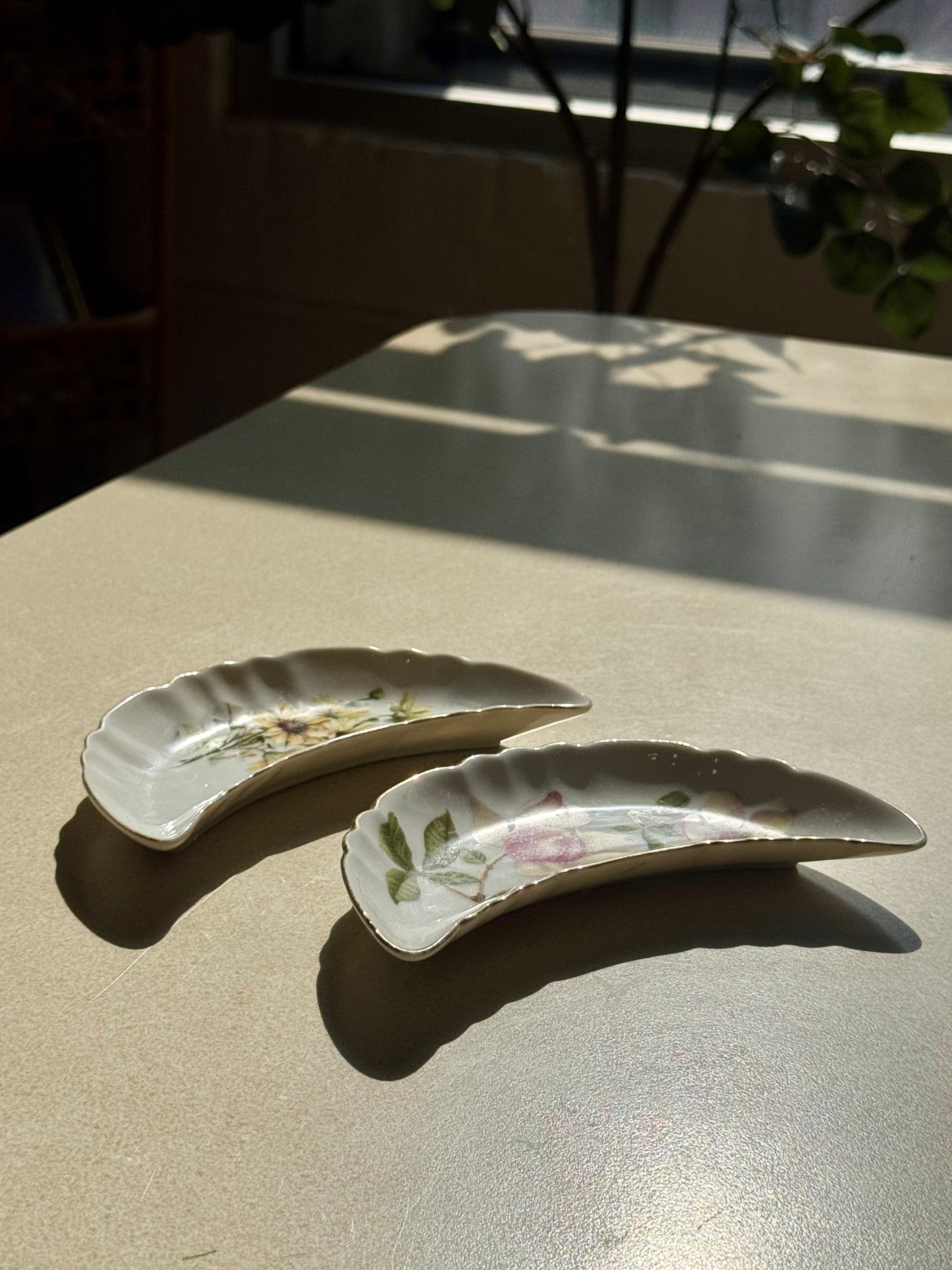 Crescent Shaped Porcelain Trinket Dish