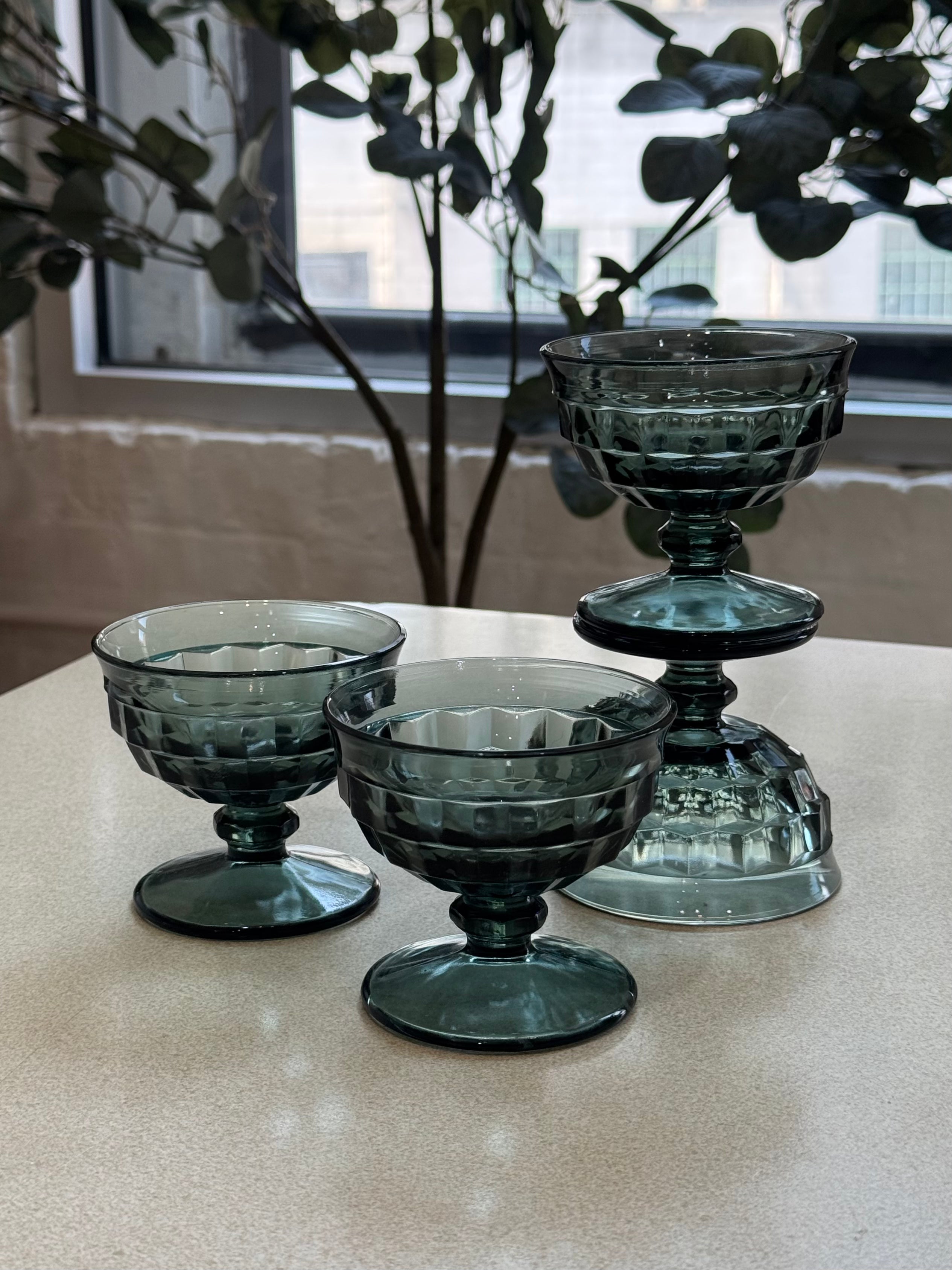 Vintage Whitehall Colony Glass Smoked Coupes