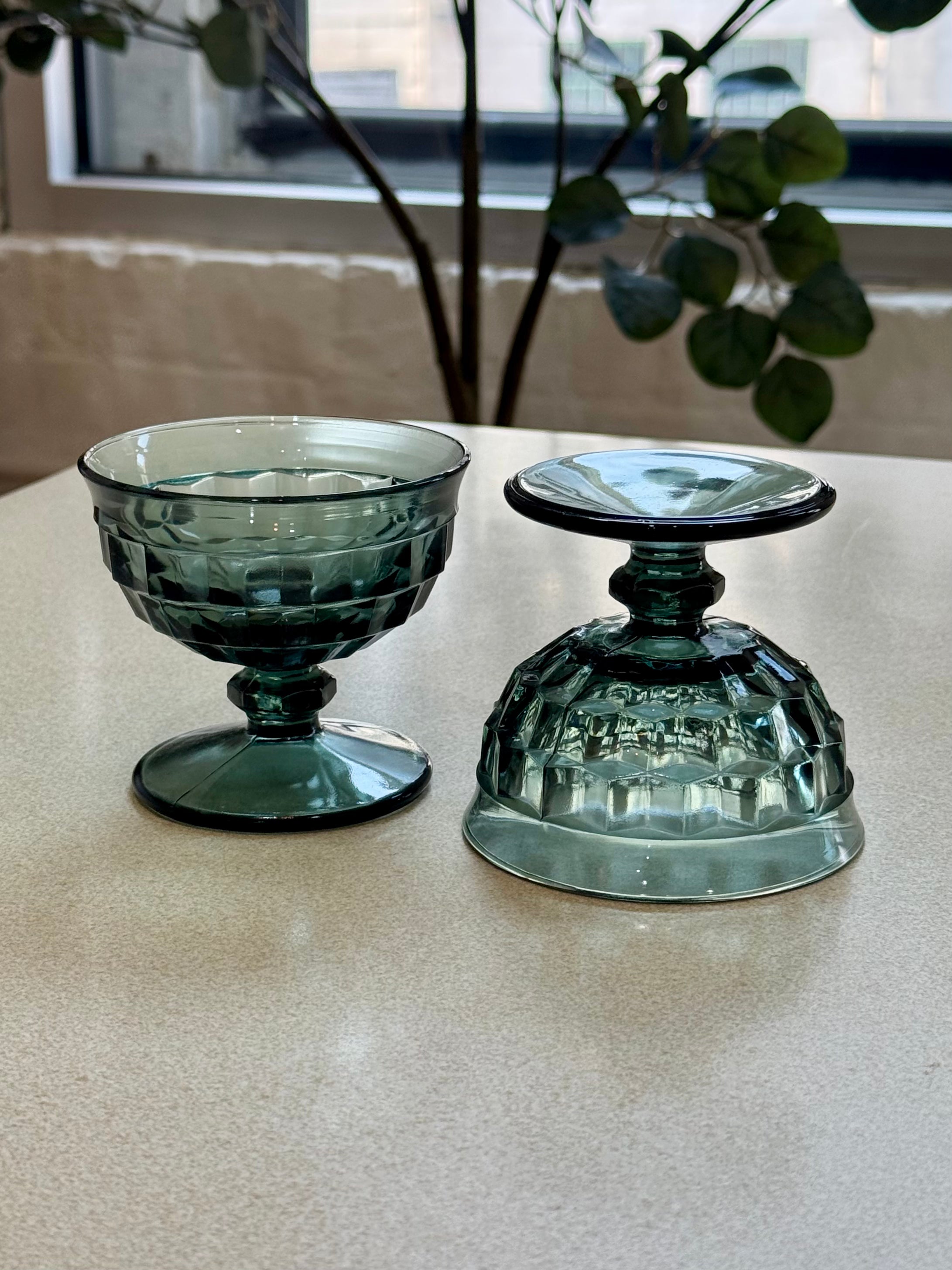 Vintage Whitehall Colony Glass Smoked Coupes