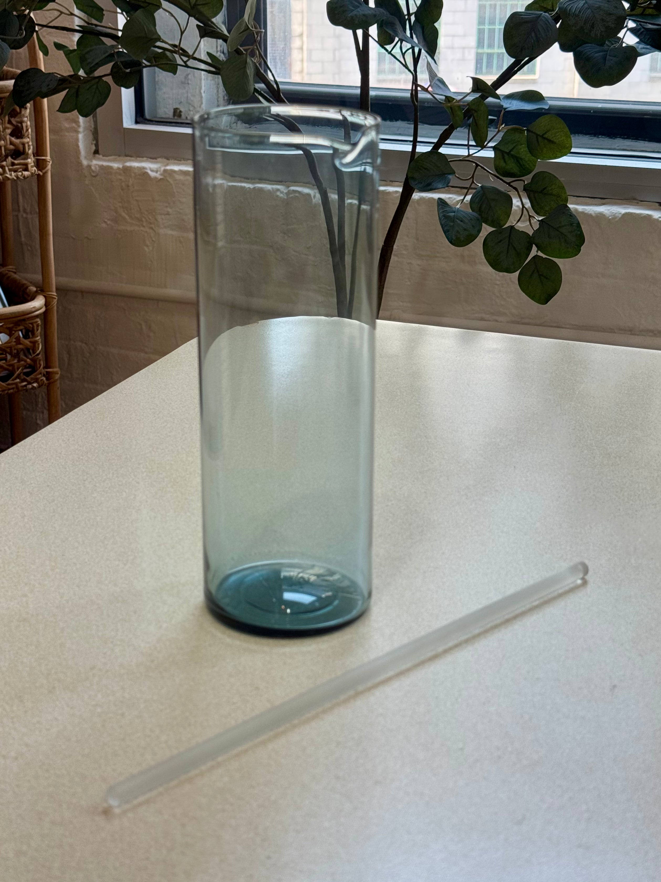 Anchor Hocking Rio Coastal Blue Carafe with Cocktail Stirrer