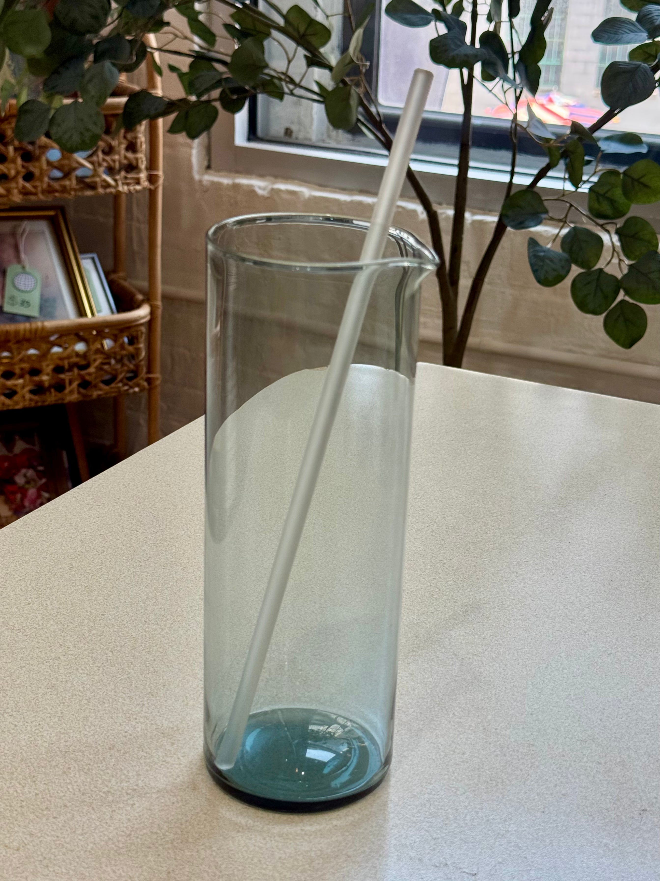 Anchor Hocking Rio Coastal Blue Carafe with Cocktail Stirrer