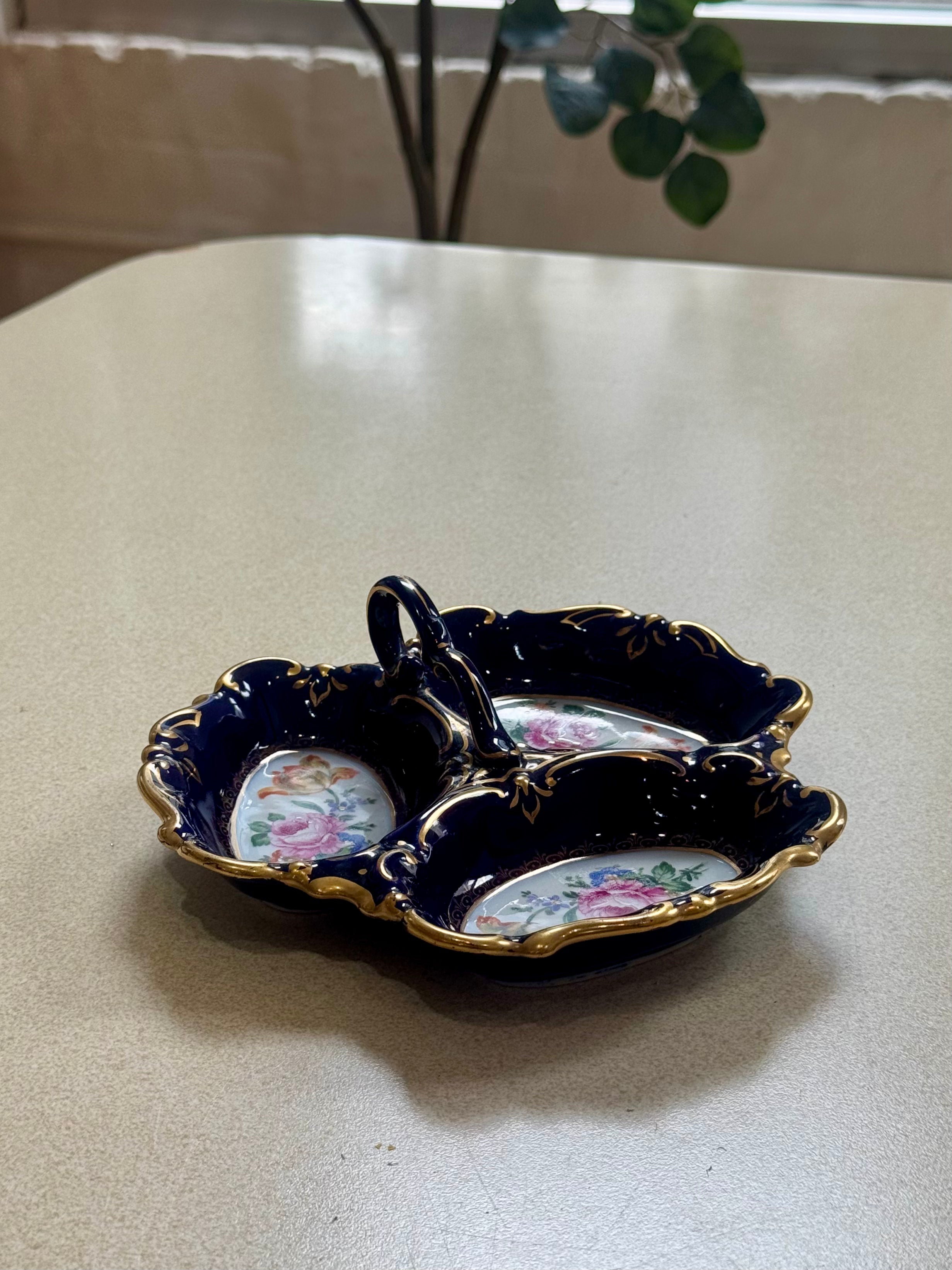 Vintage Porcelain Hand Enameled Dish
