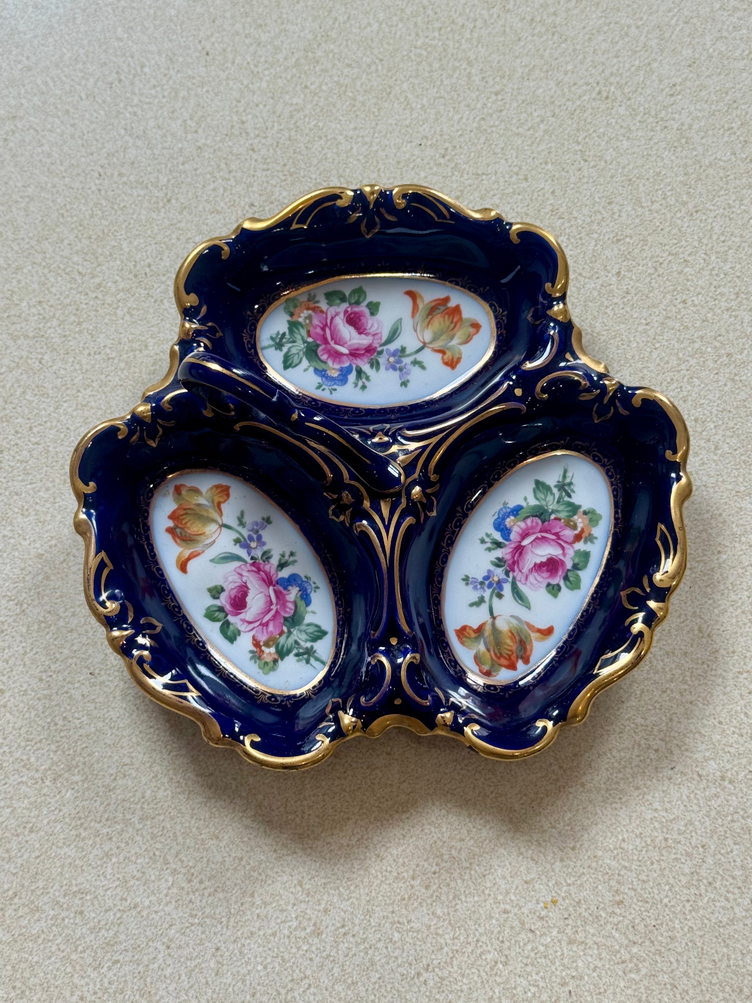 Vintage Porcelain Hand Enameled Dish