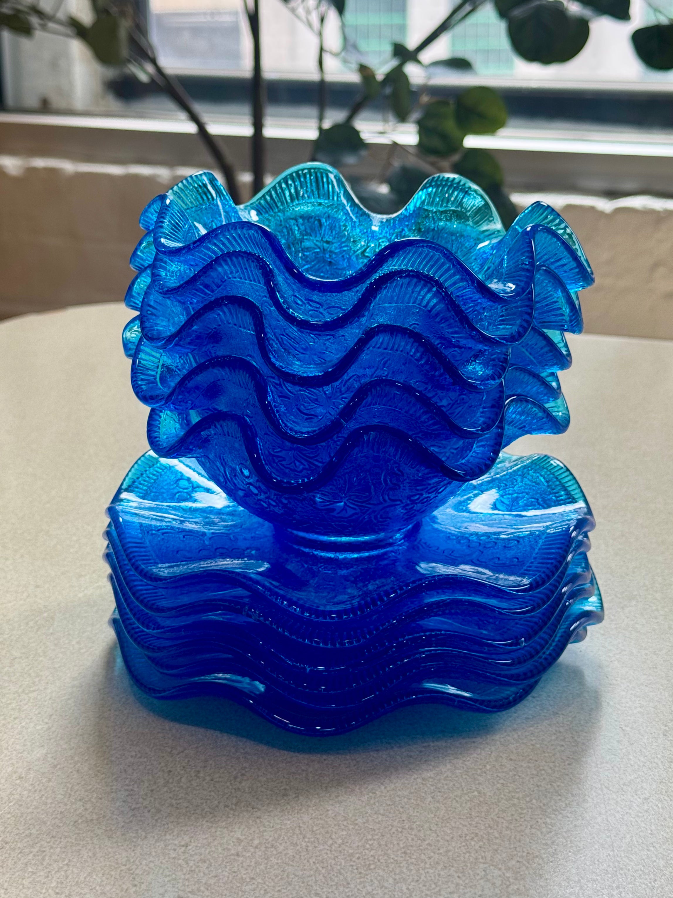 Depression Glass Ruffled Dessert Plates/Bowls
