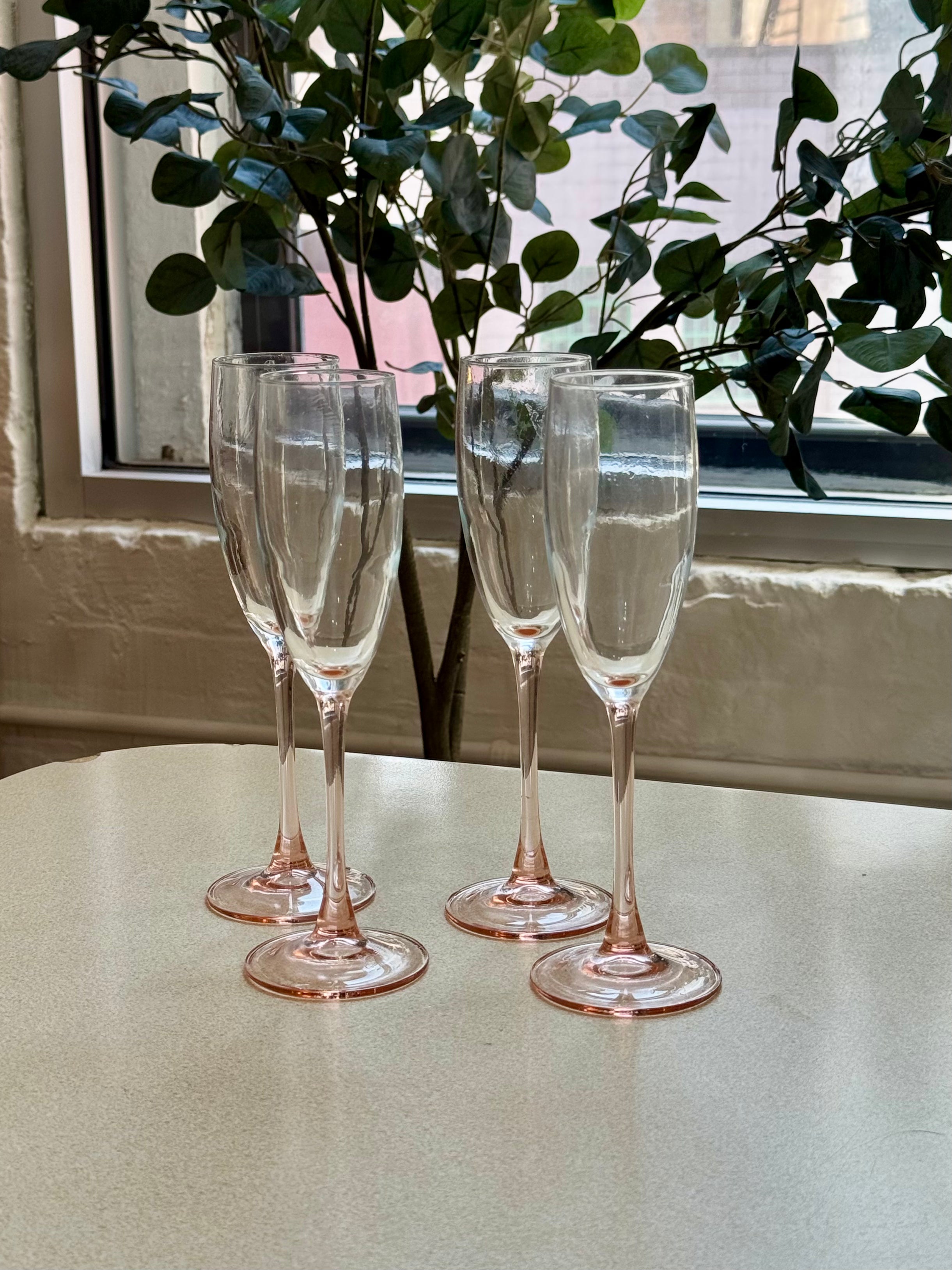 Pink Stemmed Champagne Flutes