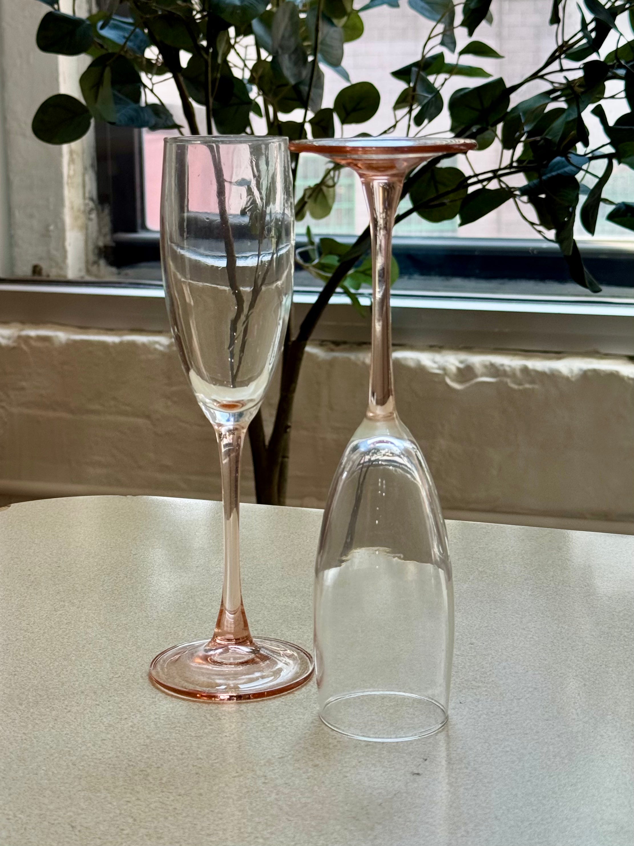 Pink Stemmed Champagne Flutes