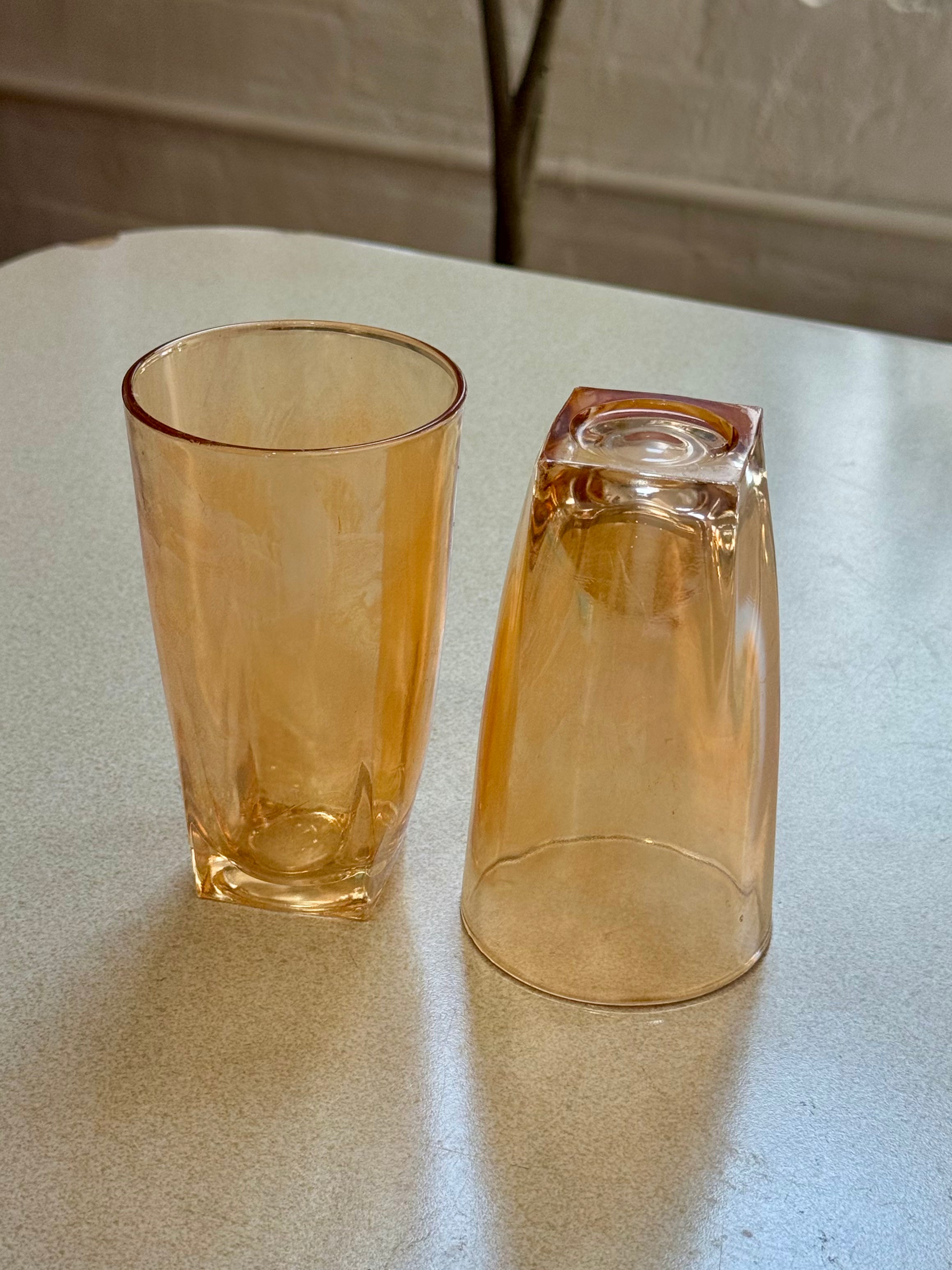 Vintage Jeannette Carnival Glass Square Base Tumblers