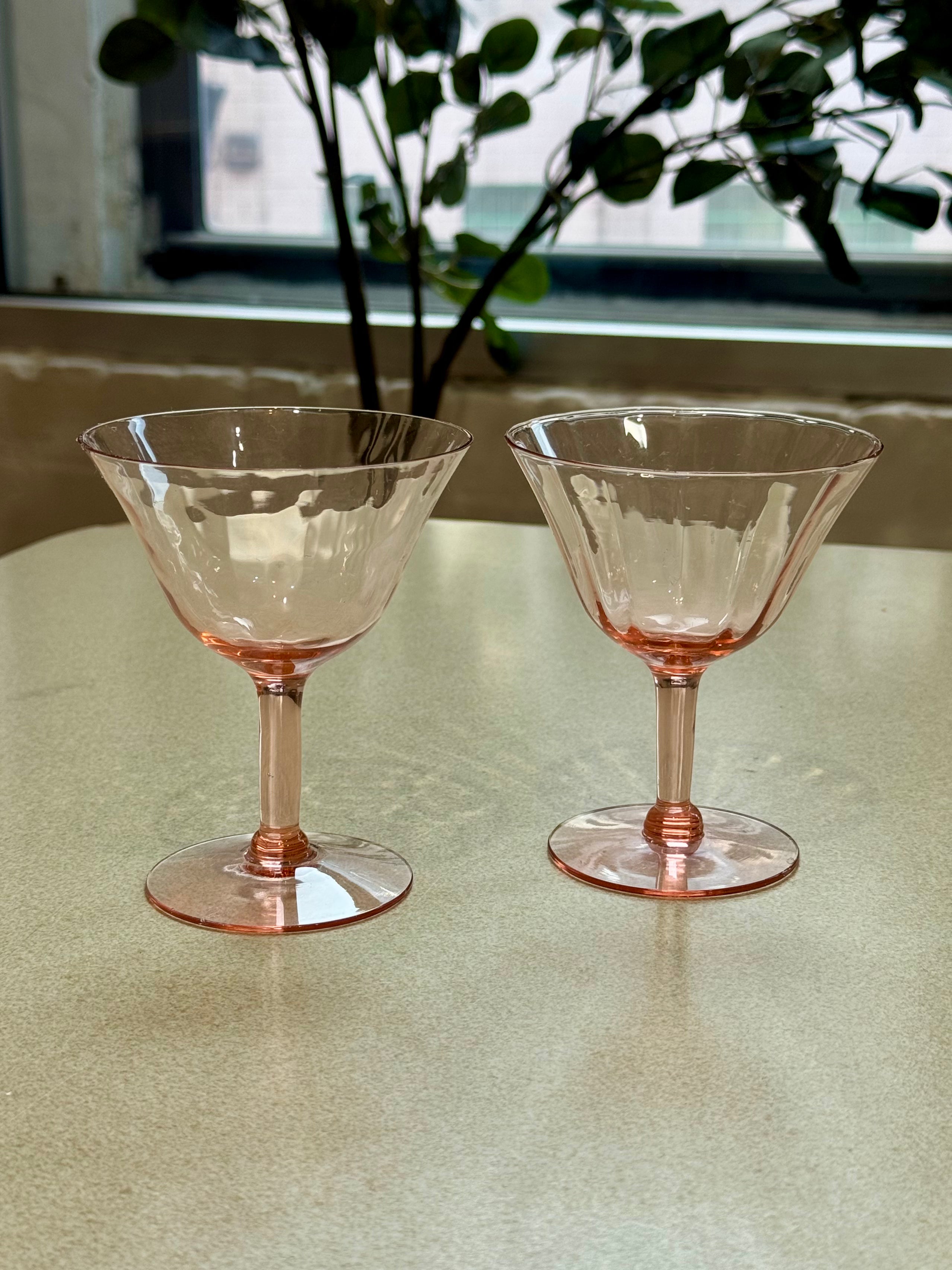 Depression Era Pink Coupe Glasses