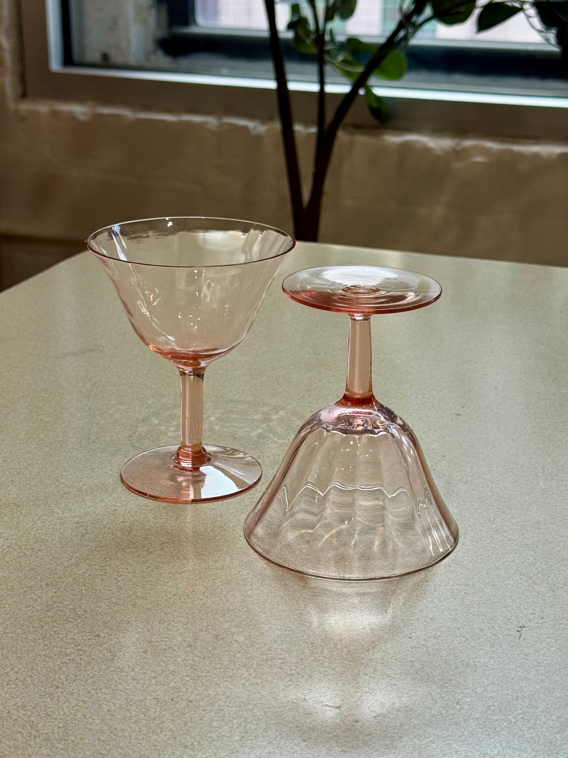 Depression Era Pink Coupe Glasses