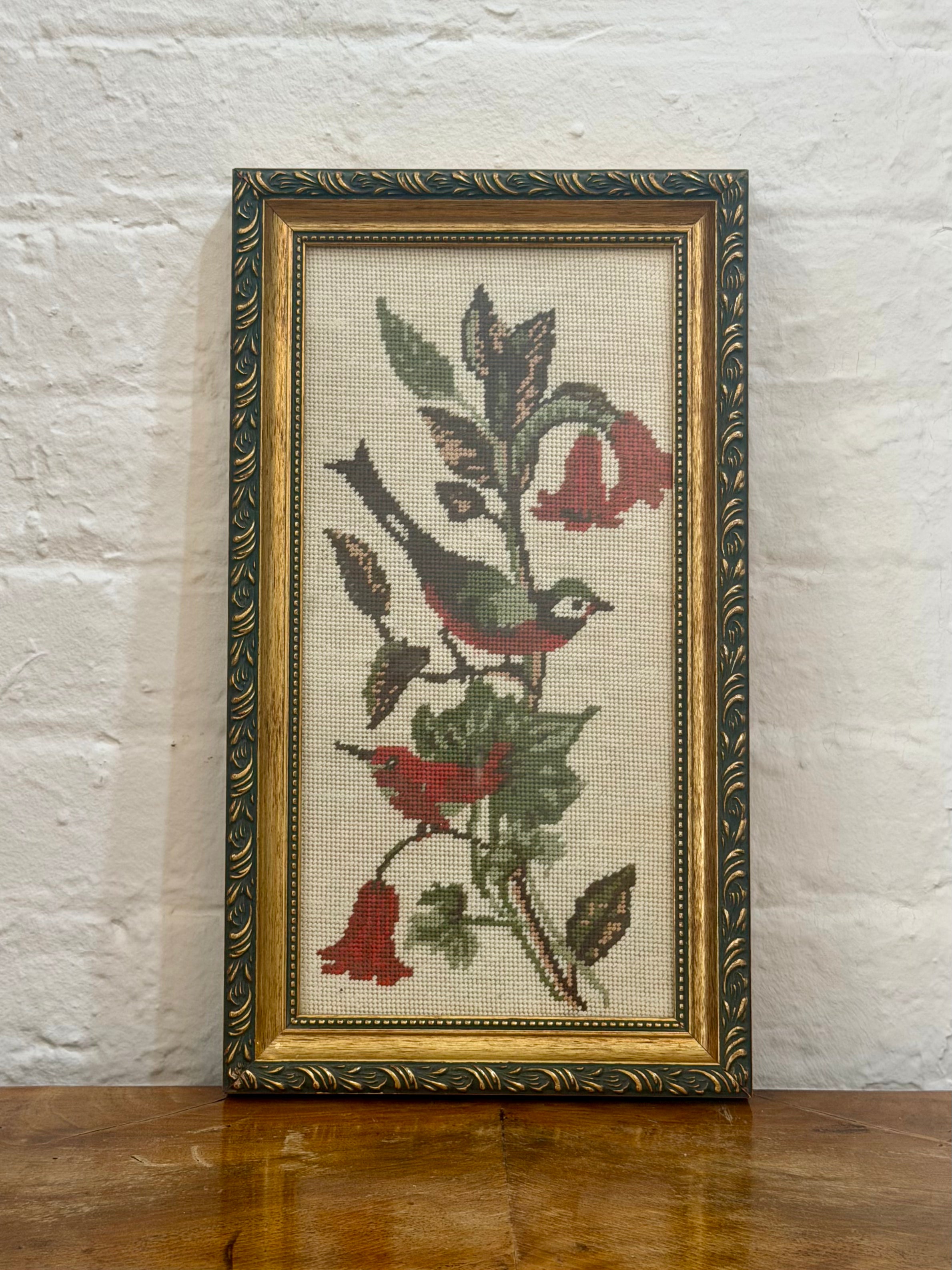 Framed Needlepoint in Gilt Frame