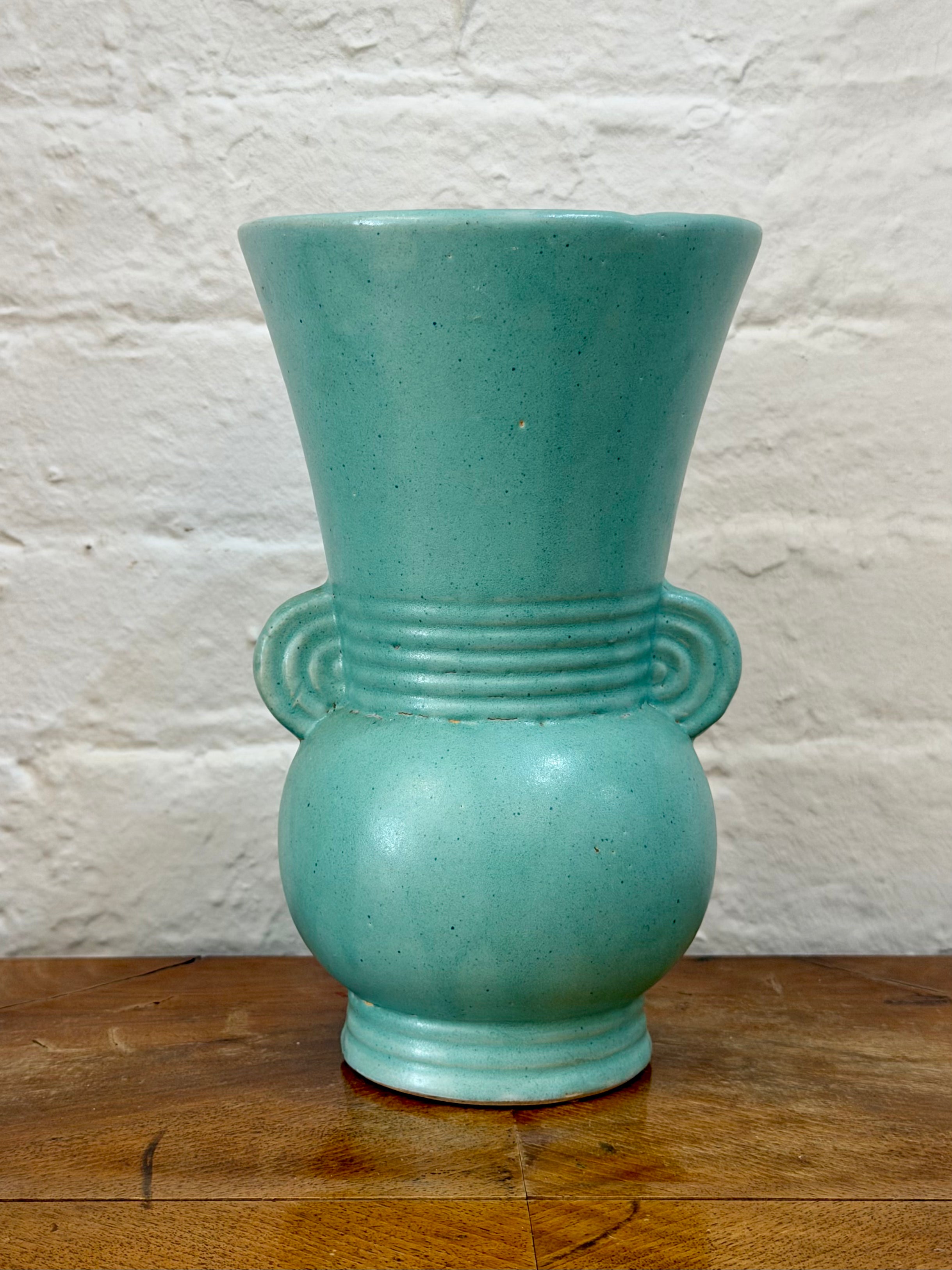 Brush McCoy Art Deco Scrolled Handled Vase