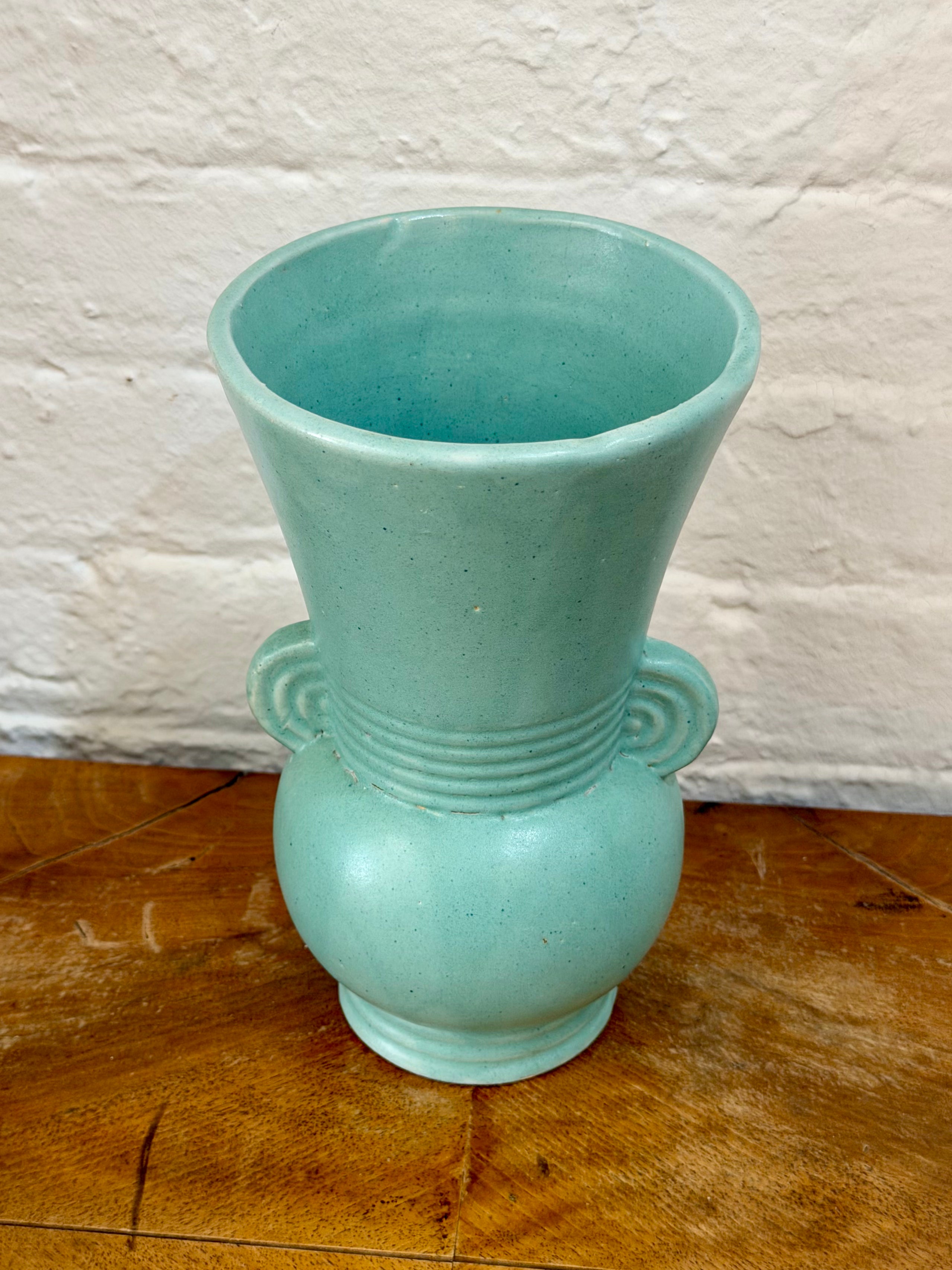 Brush McCoy Art Deco Scrolled Handled Vase