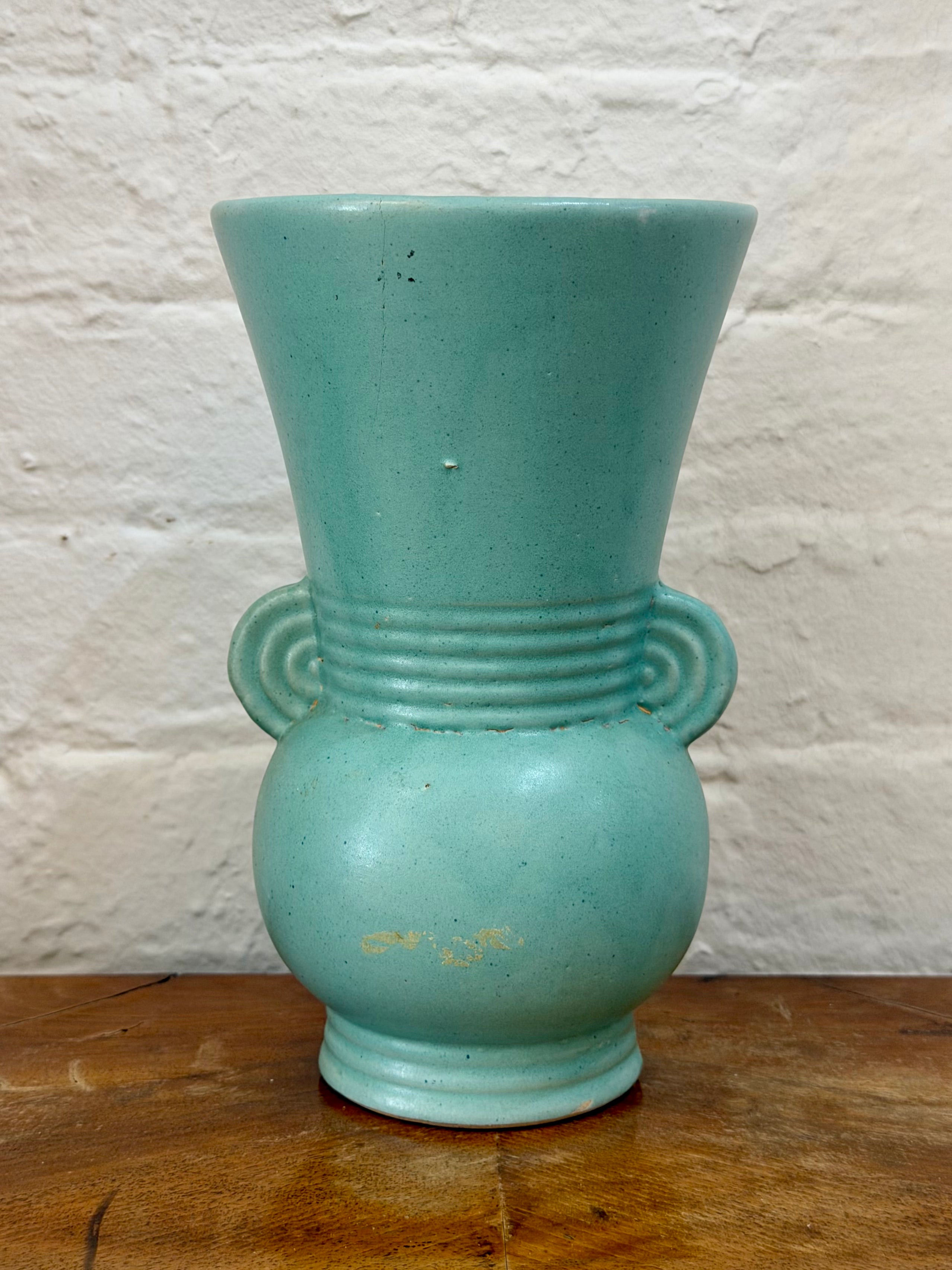 Brush McCoy Art Deco Scrolled Handled Vase