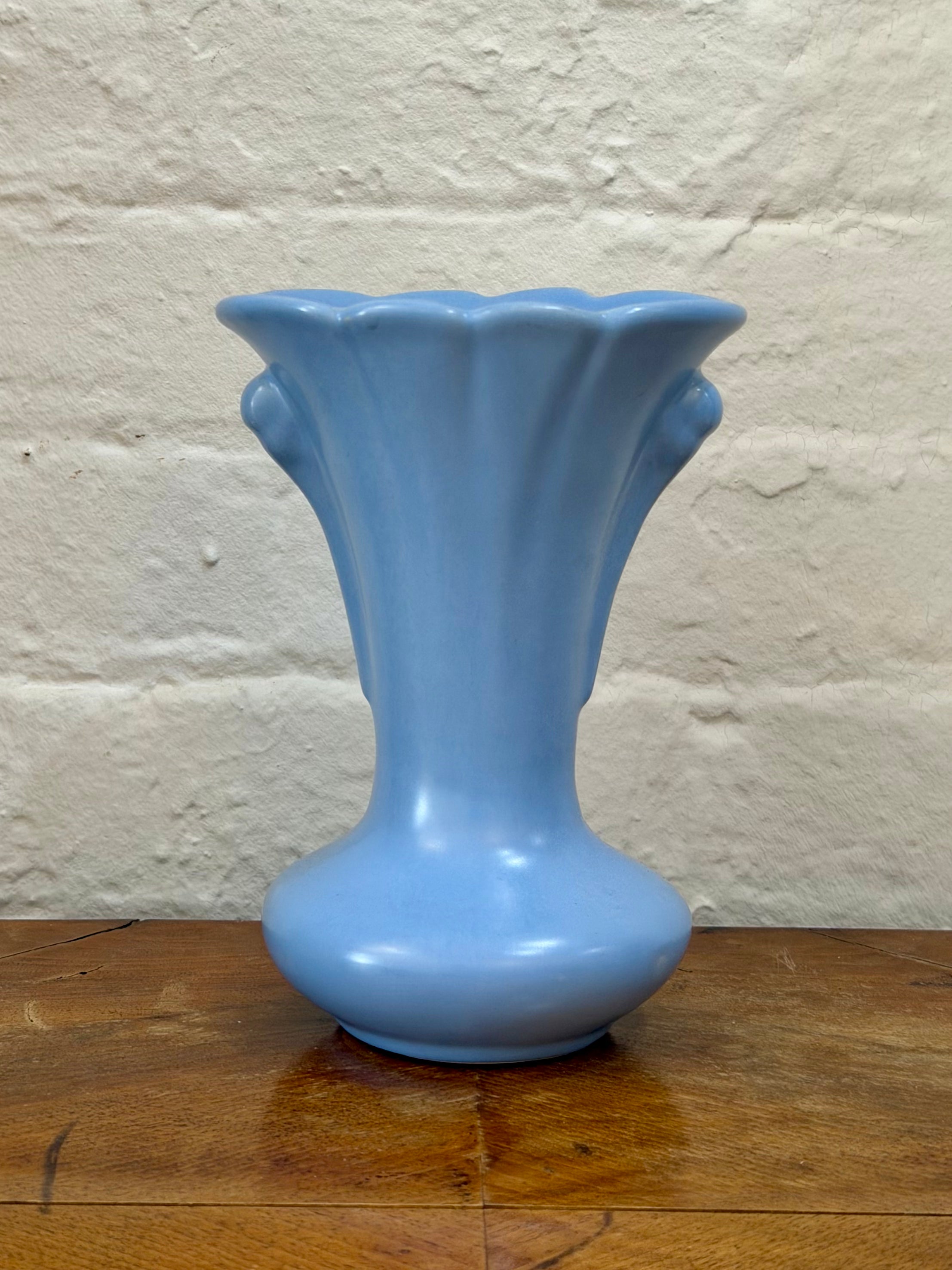 Ceramic Fluted Rim Art Deco Vase