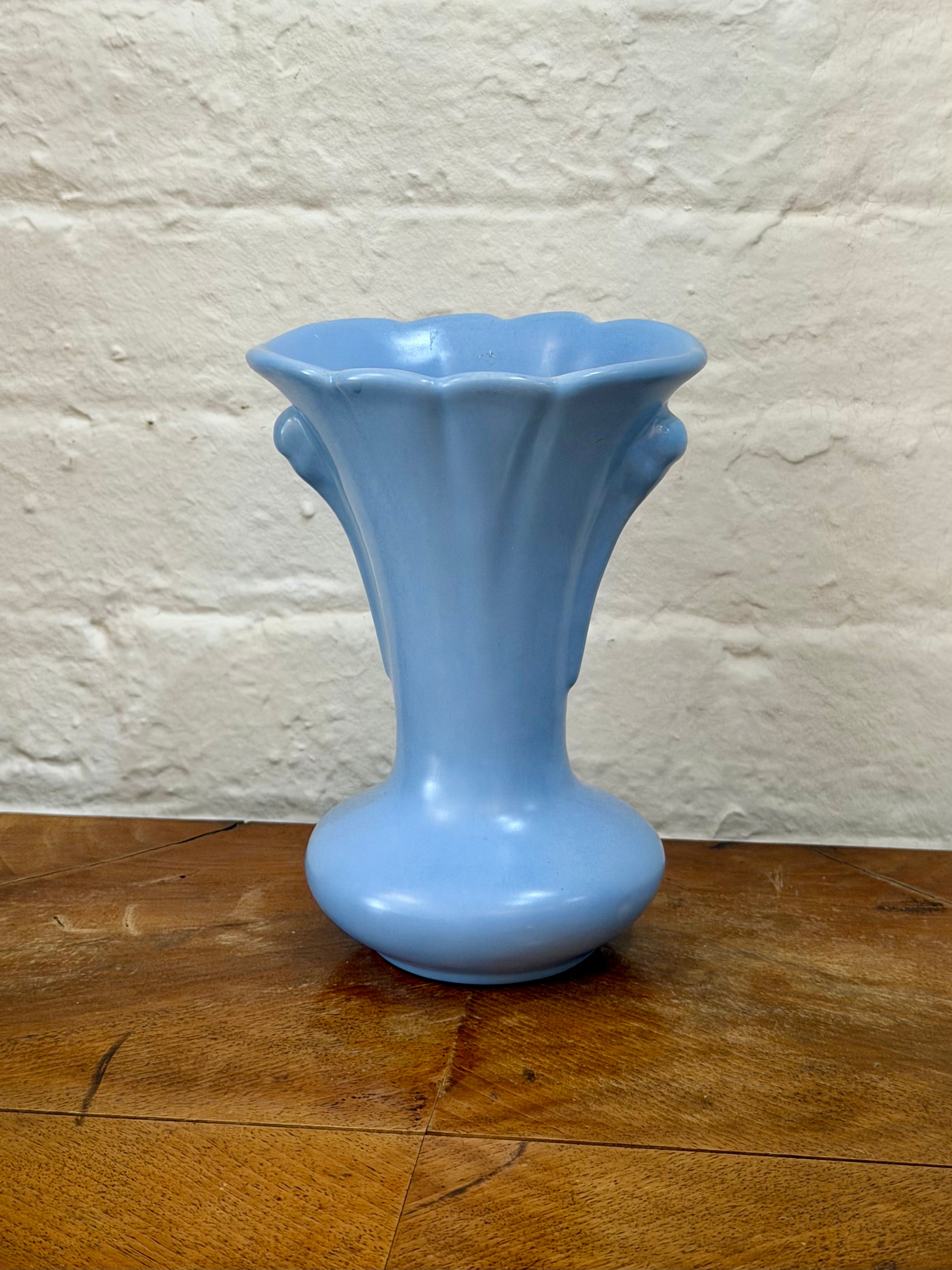 Ceramic Fluted Rim Art Deco Vase