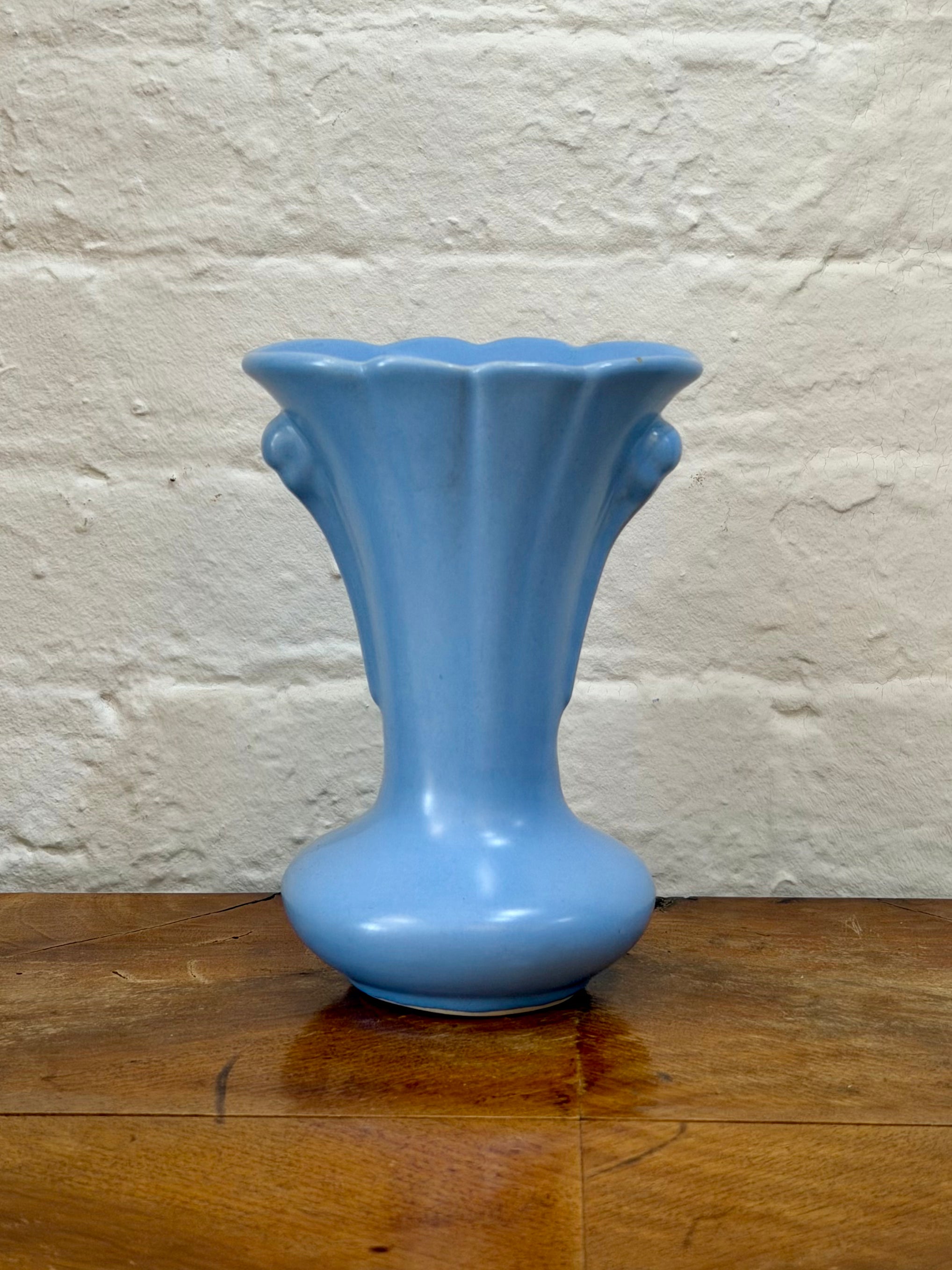 Ceramic Fluted Rim Art Deco Vase